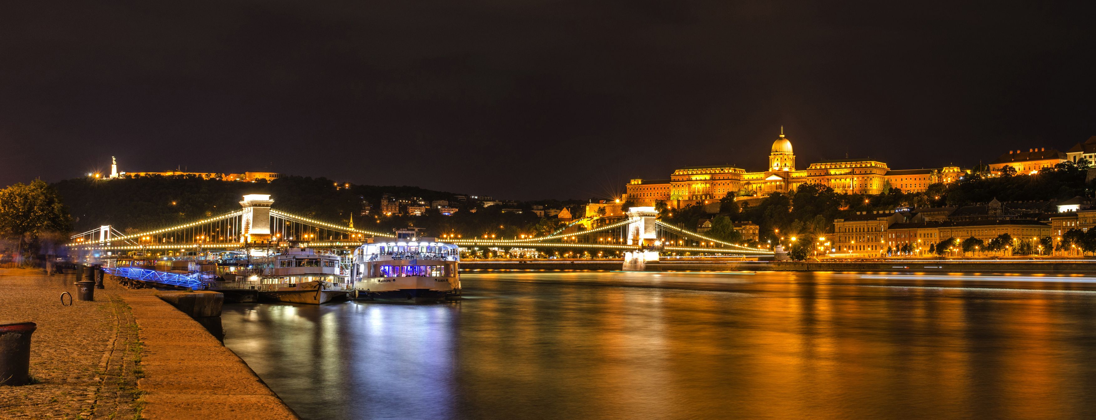 ночь, панорама, будапешт, европа, дунай, река, отражение, архитектура, мост, Евгений Каримов