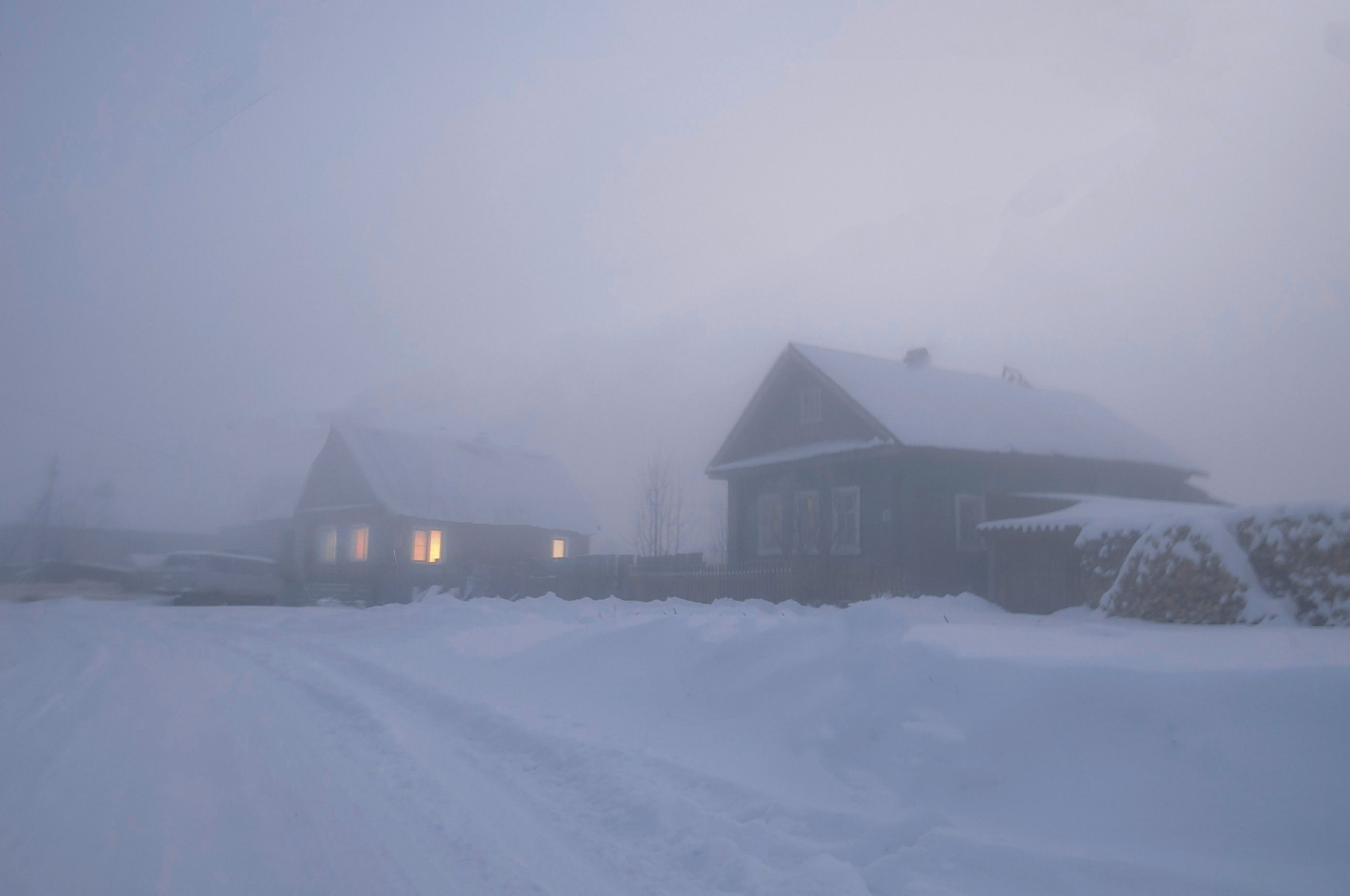 пейзаж, зима, туман, рассвет, Андрей Малыгин