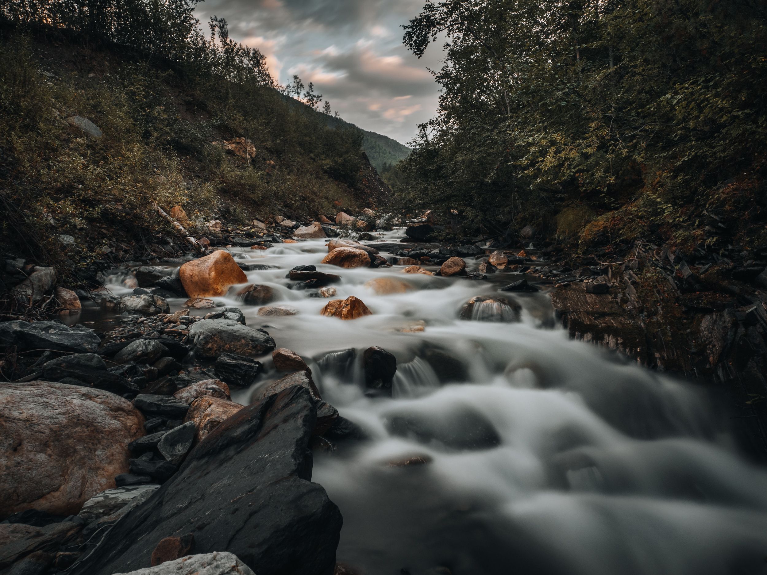 ручей, длинная выдержка, вода, сибирь, Александр Марфин