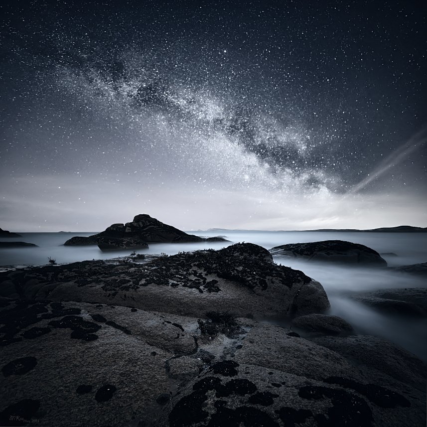 Atlantic Ocean, Co. Donegal, Ireland, Milky way, Night sky, Ocean, Rocks, Stars, Marius Kastečkas