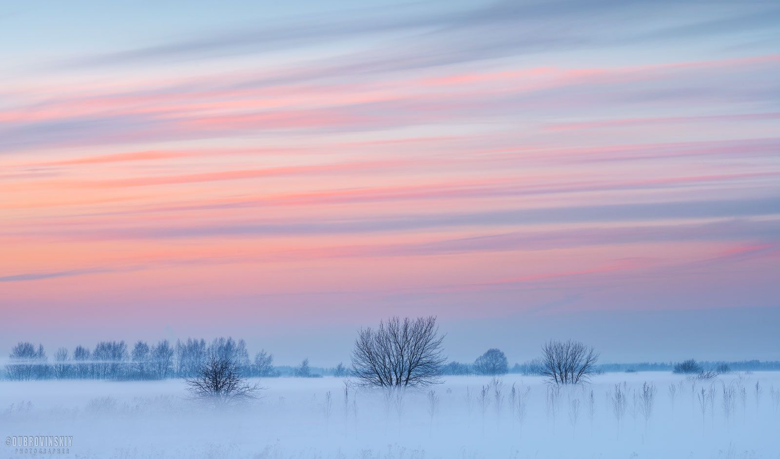 небо, зима, закат, Михаил Дубровинский