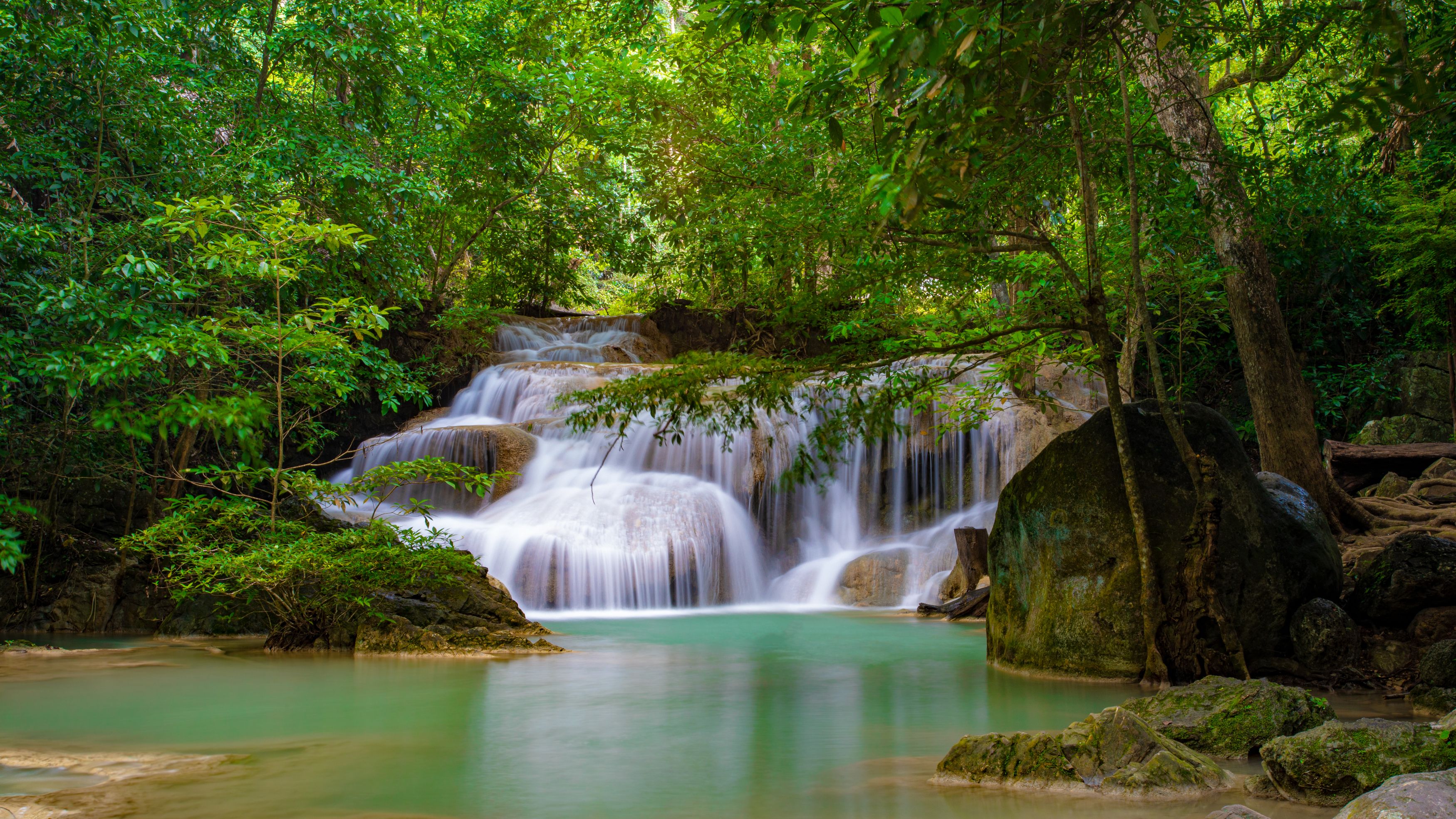 waterfall, jungle, nature, landscape, water, travel, thailand, Michael Mettier