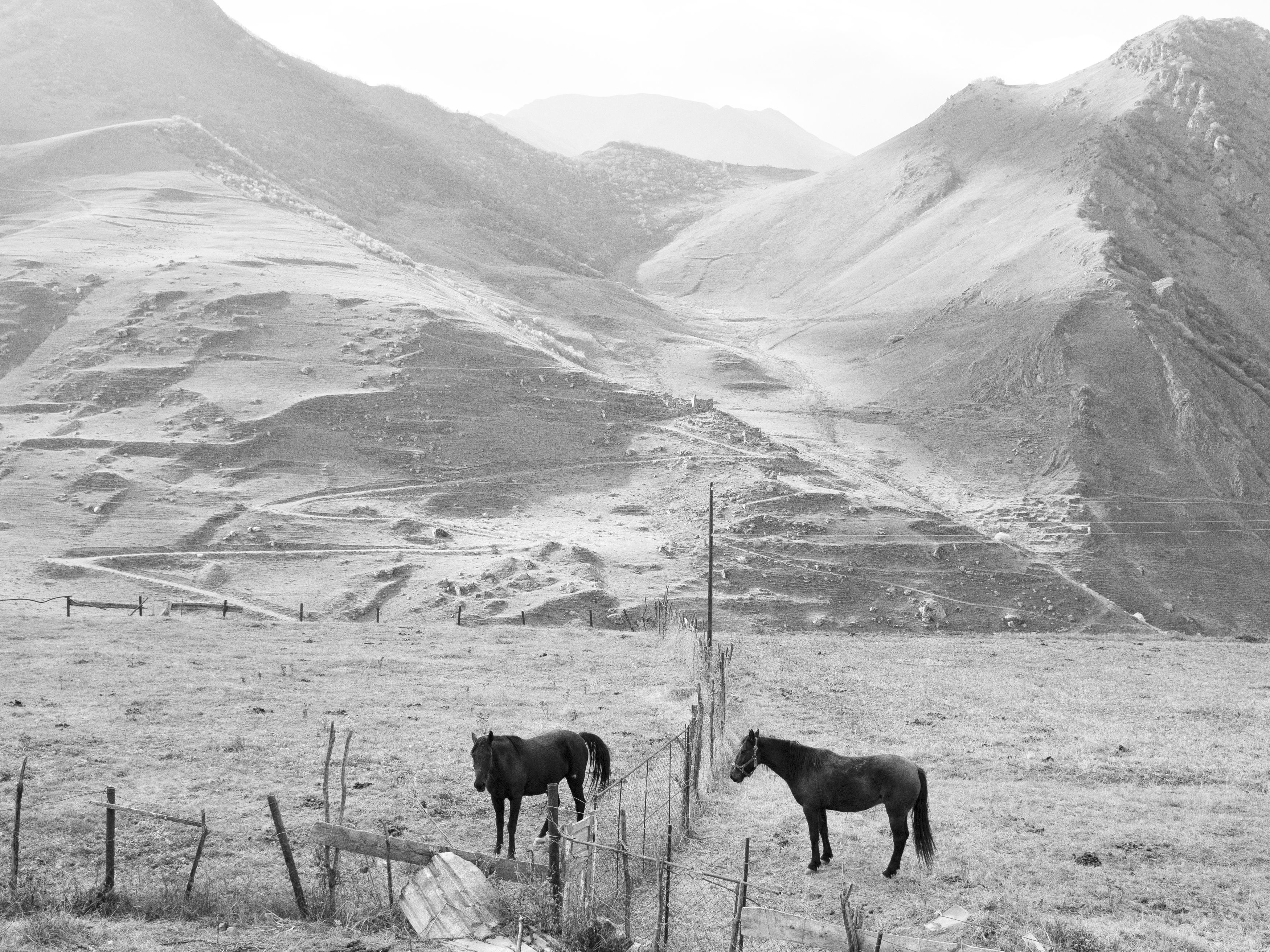 Monochrome, Black and white, Landscape, Russia, Ossetia, Elena Beregatnova