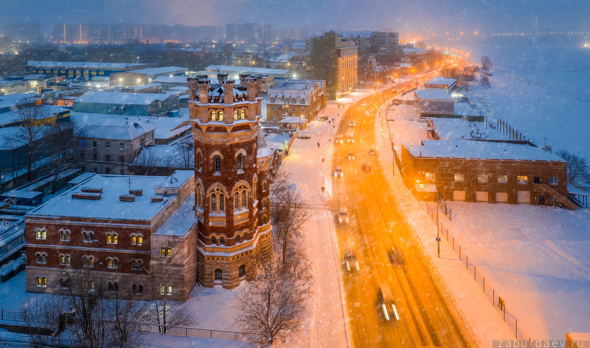 россия, петербург, зима, вечер, снег, Станислав Забурдаев