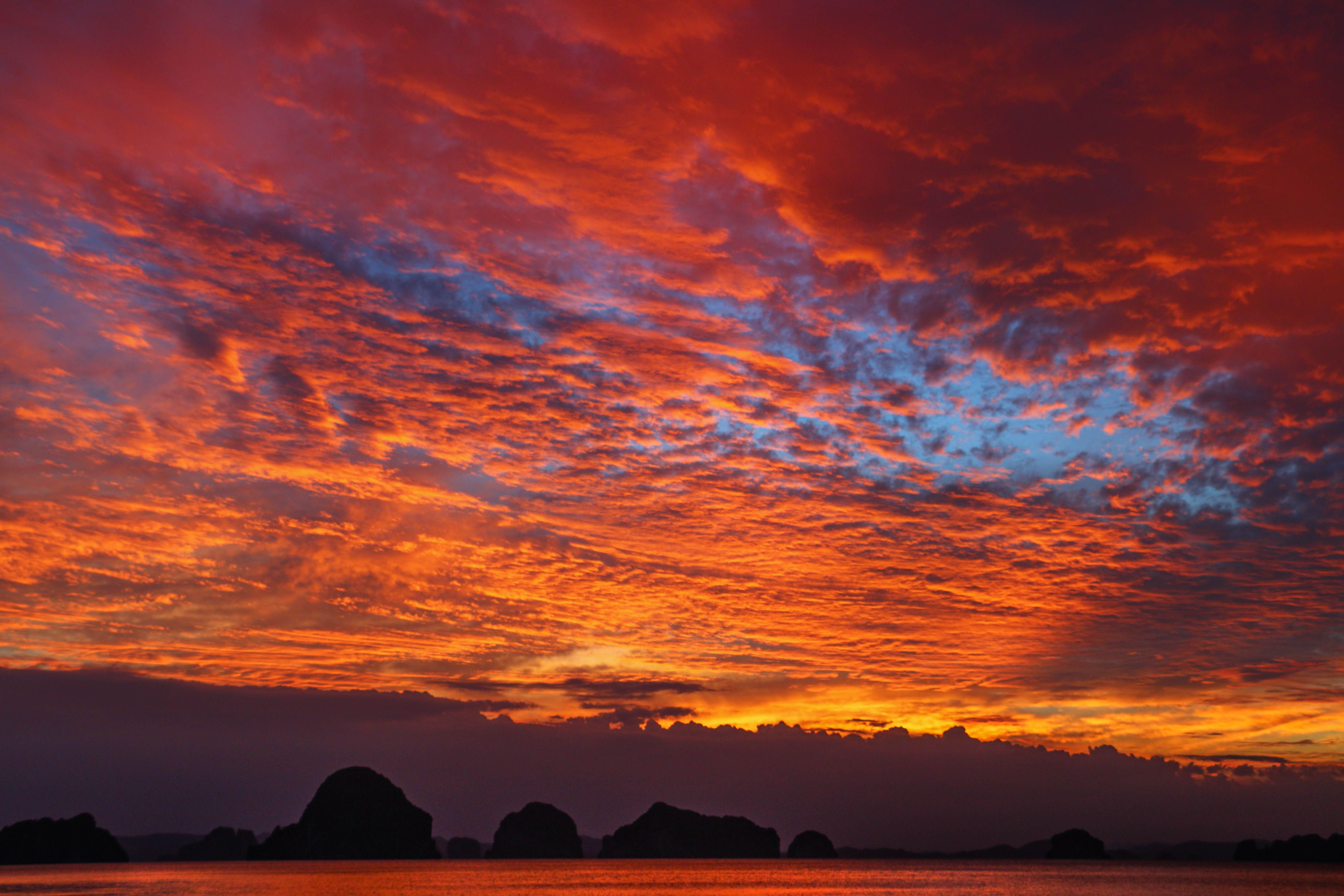 seascape, sky, sunset, fire, red, thailand, travel, panorama, Michael Mettier
