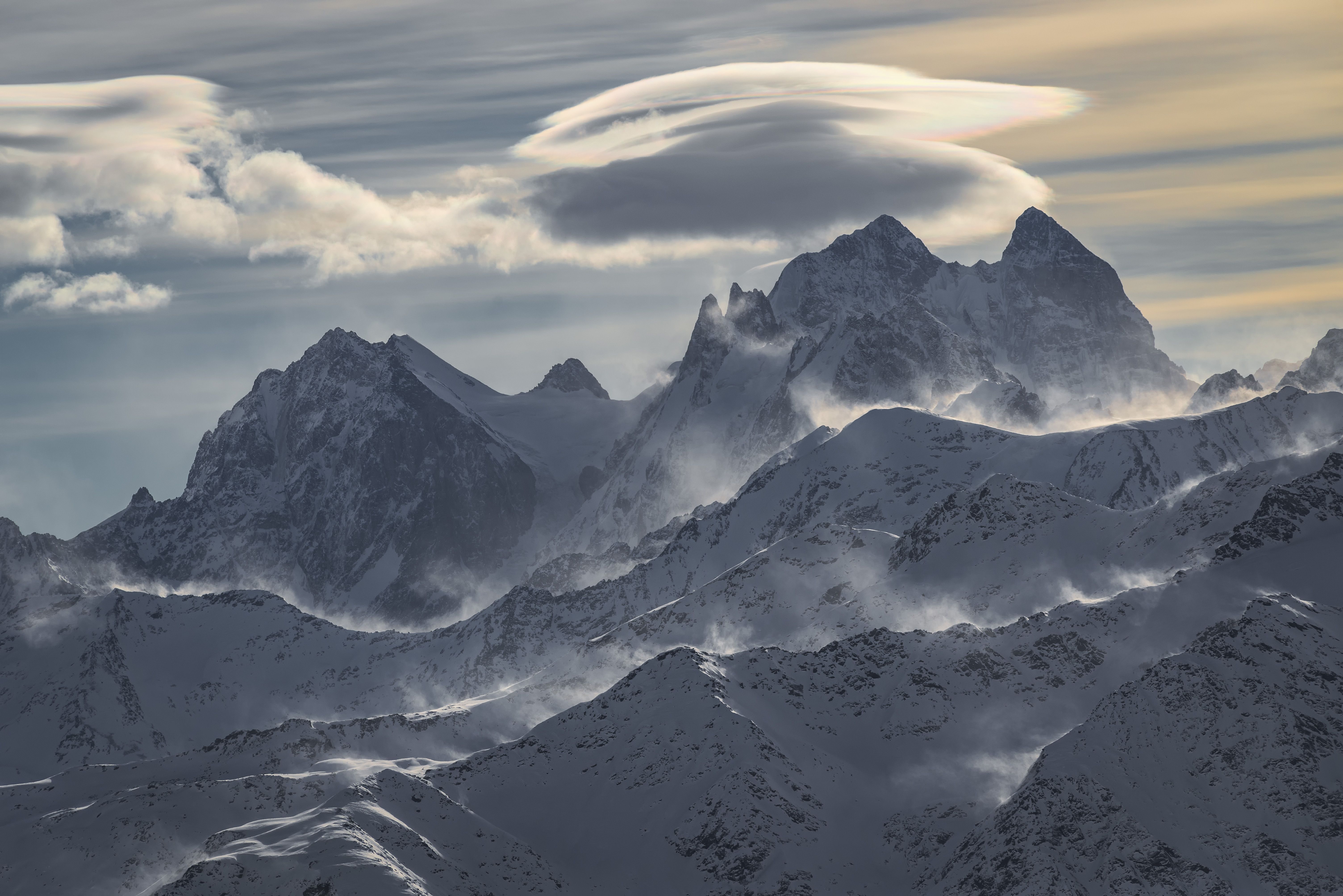 elbrus landscape mountains range nature caucasus plateau winter snow lenticular, Егор Бугримов
