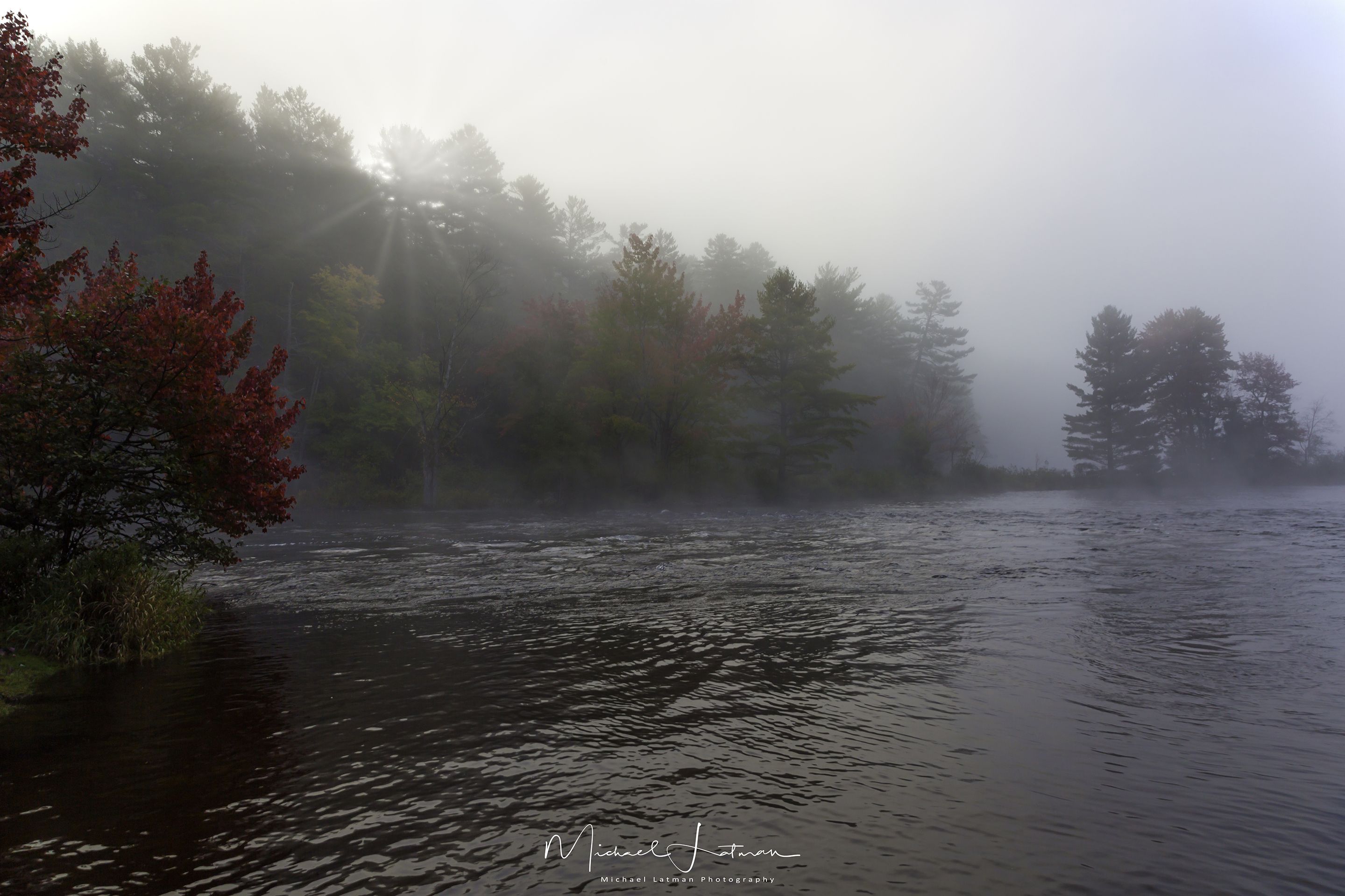 morning, fog, sun, fall. river, Michael Latman