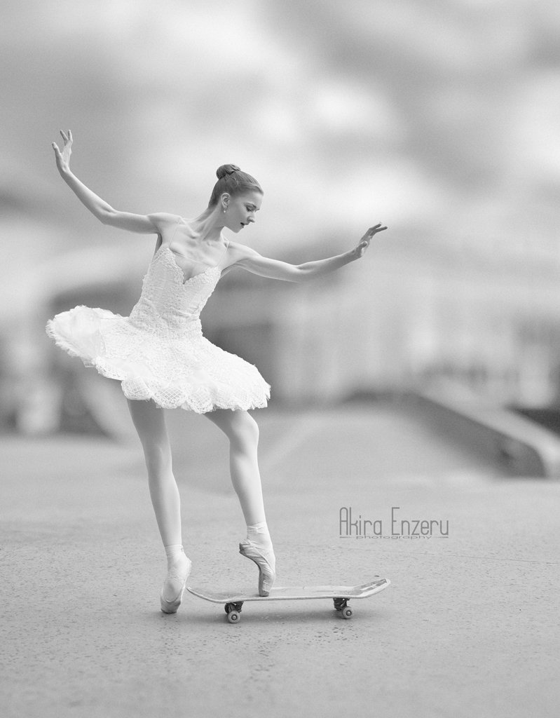 Ballet, Black & white, Park, Skateboard, Enzeru Akira