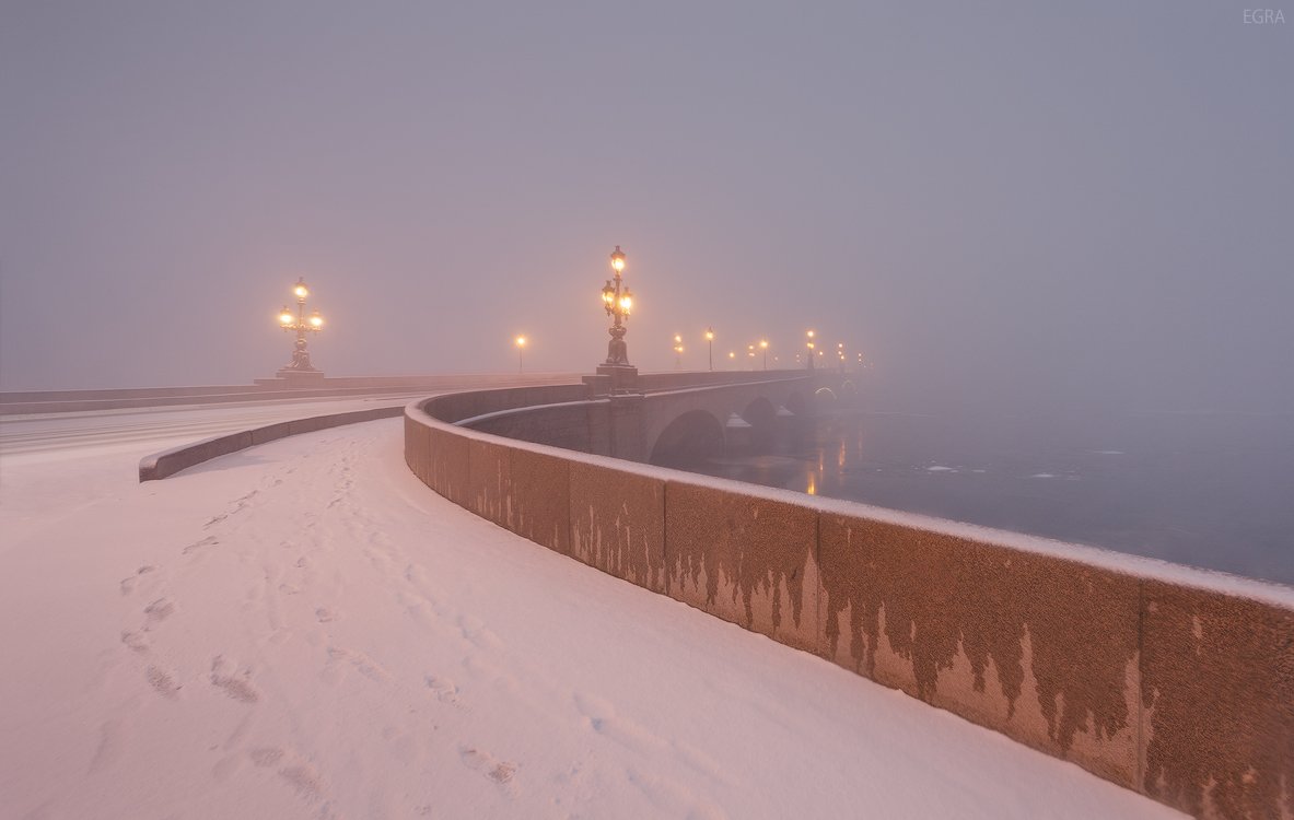 гранит, мост, санкт-петербург, снег, троицкий, EGRA : ЕГРА