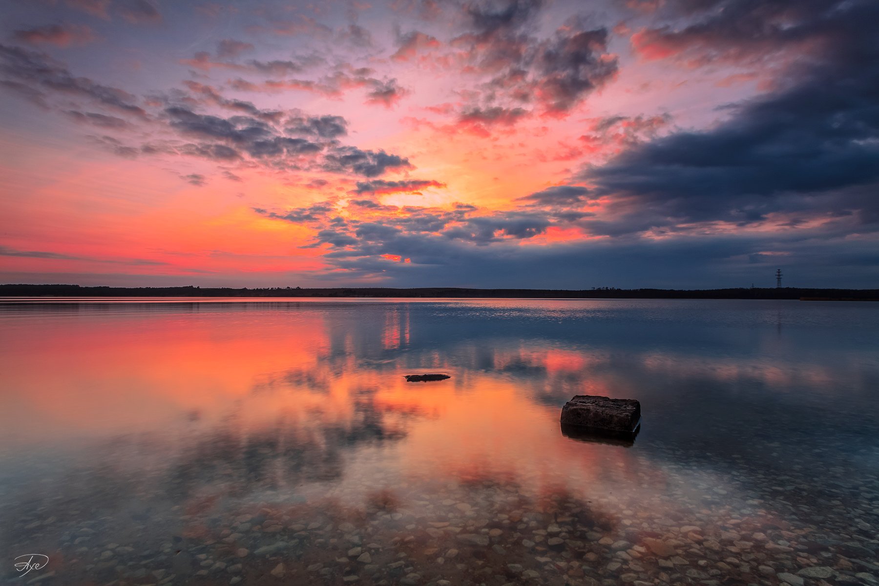 Calm, Clouds, Colors, Curonian gulf, Klaipeda, Lithuania, Stones, Sunset, Руслан Болгов (Axe)