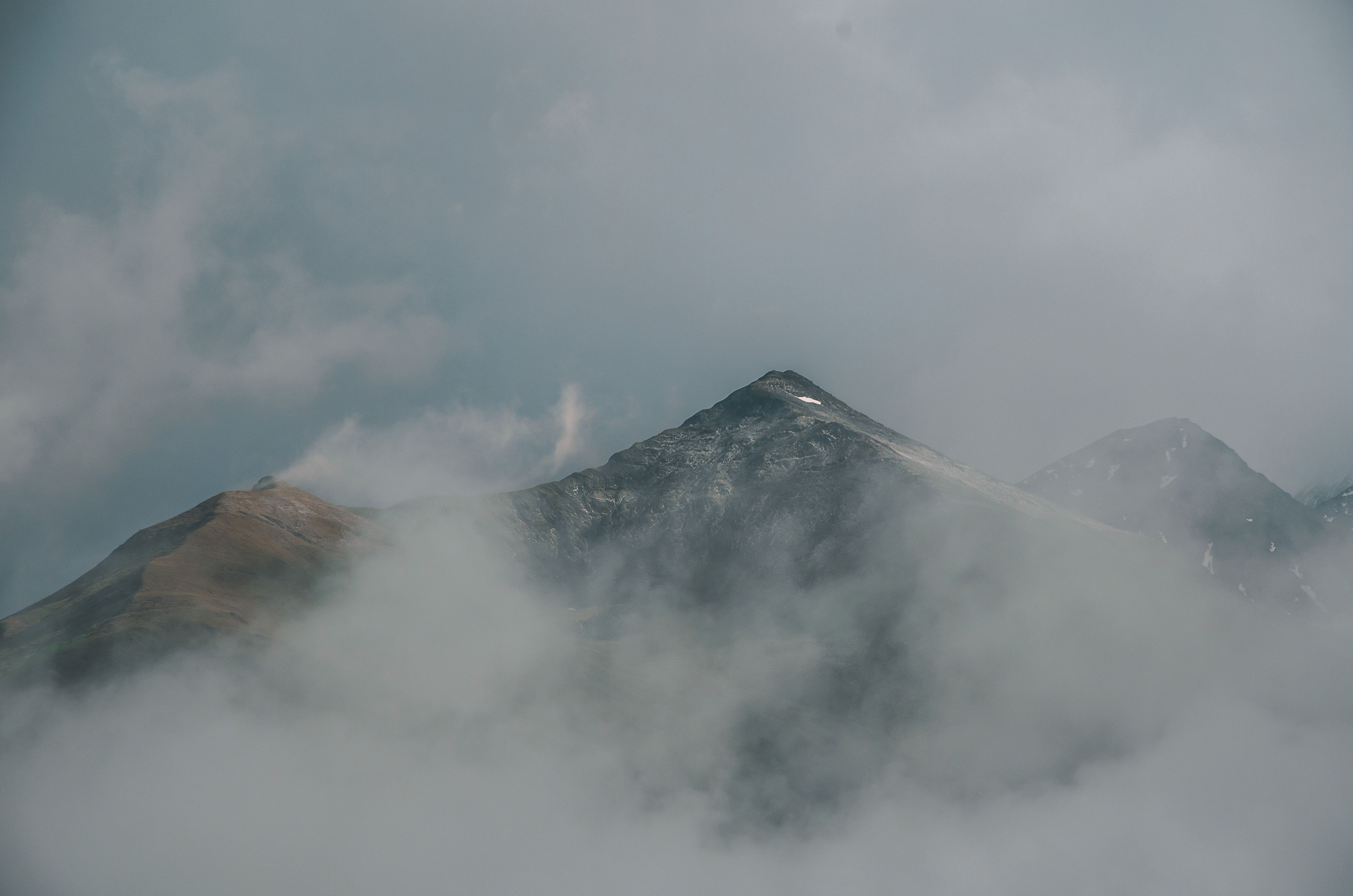 гора, пик, туман, пейзаж, осетия, кавказ, день, Сармат Батагов