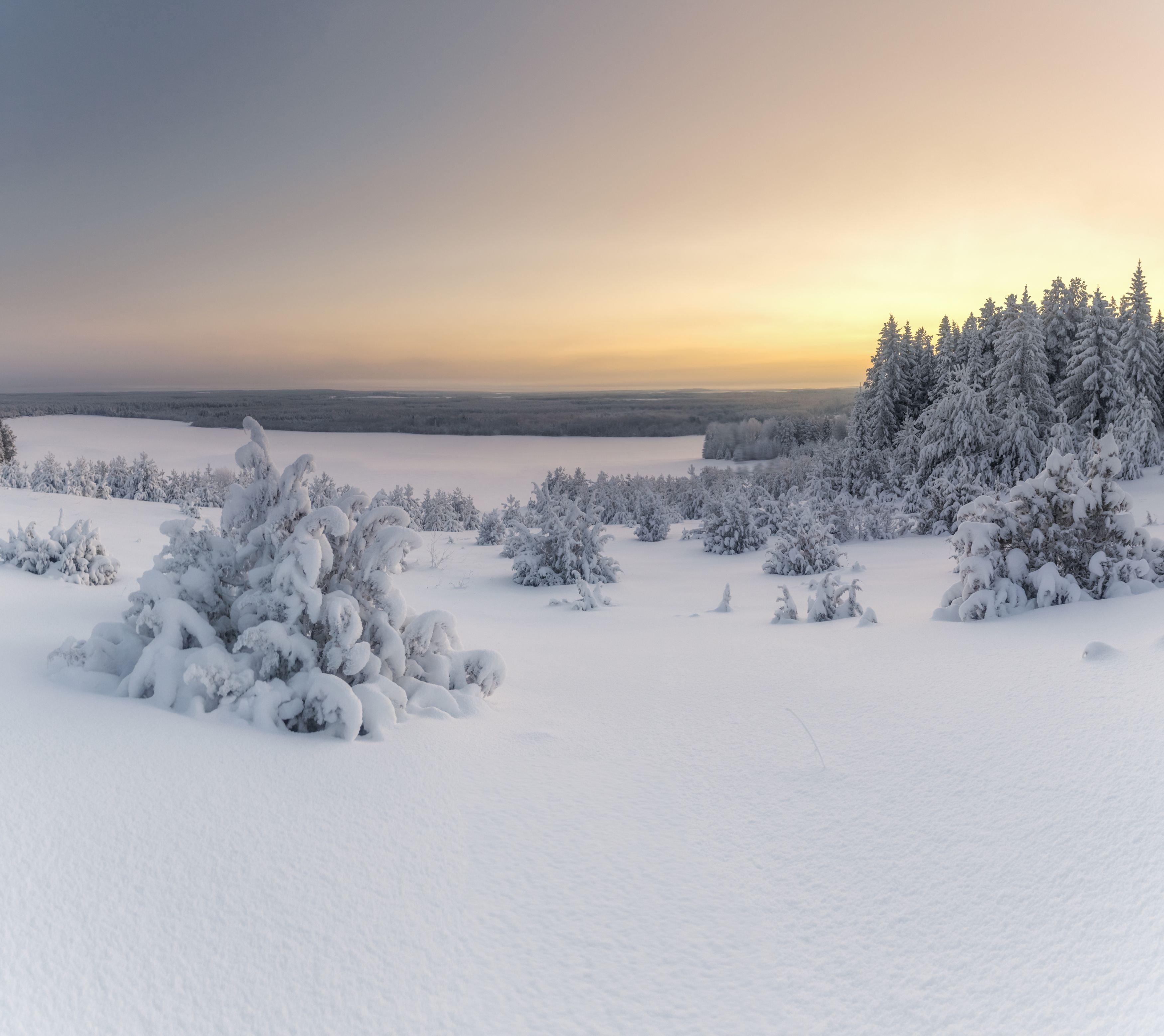 пейзаж, зима, рассвет, природа, Андрей Малыгин