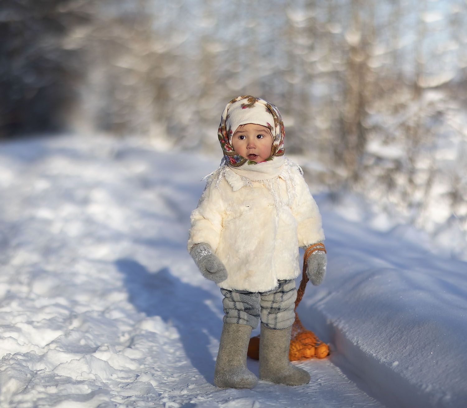 малыш,авоська,апельсины, мандарины, зима, baby,child,avoska, mandarins, winter, forest, story, Юлия Стукалова