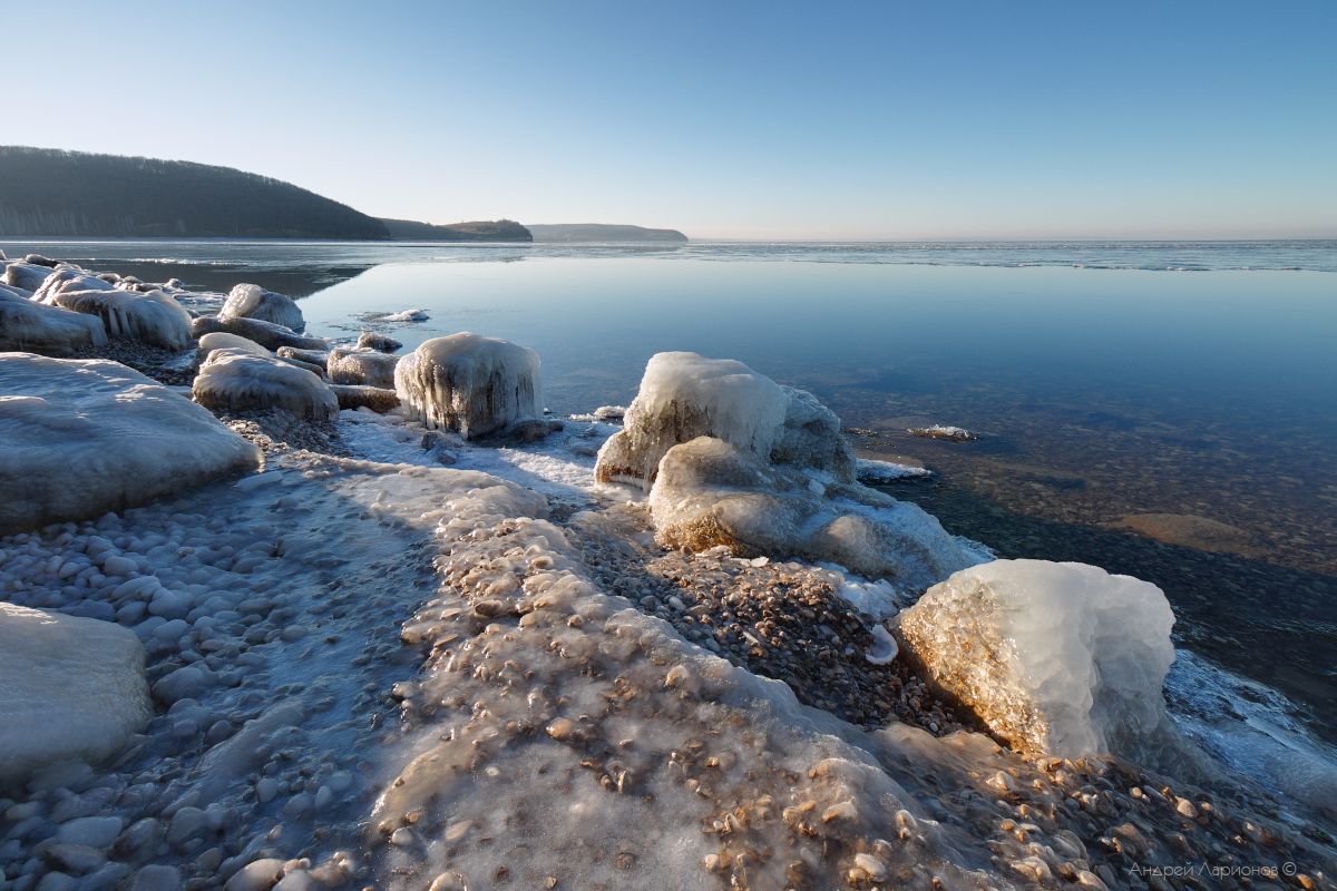 пейзаж, зима, река, камни, декабрь, горы, Андрей Ларионов