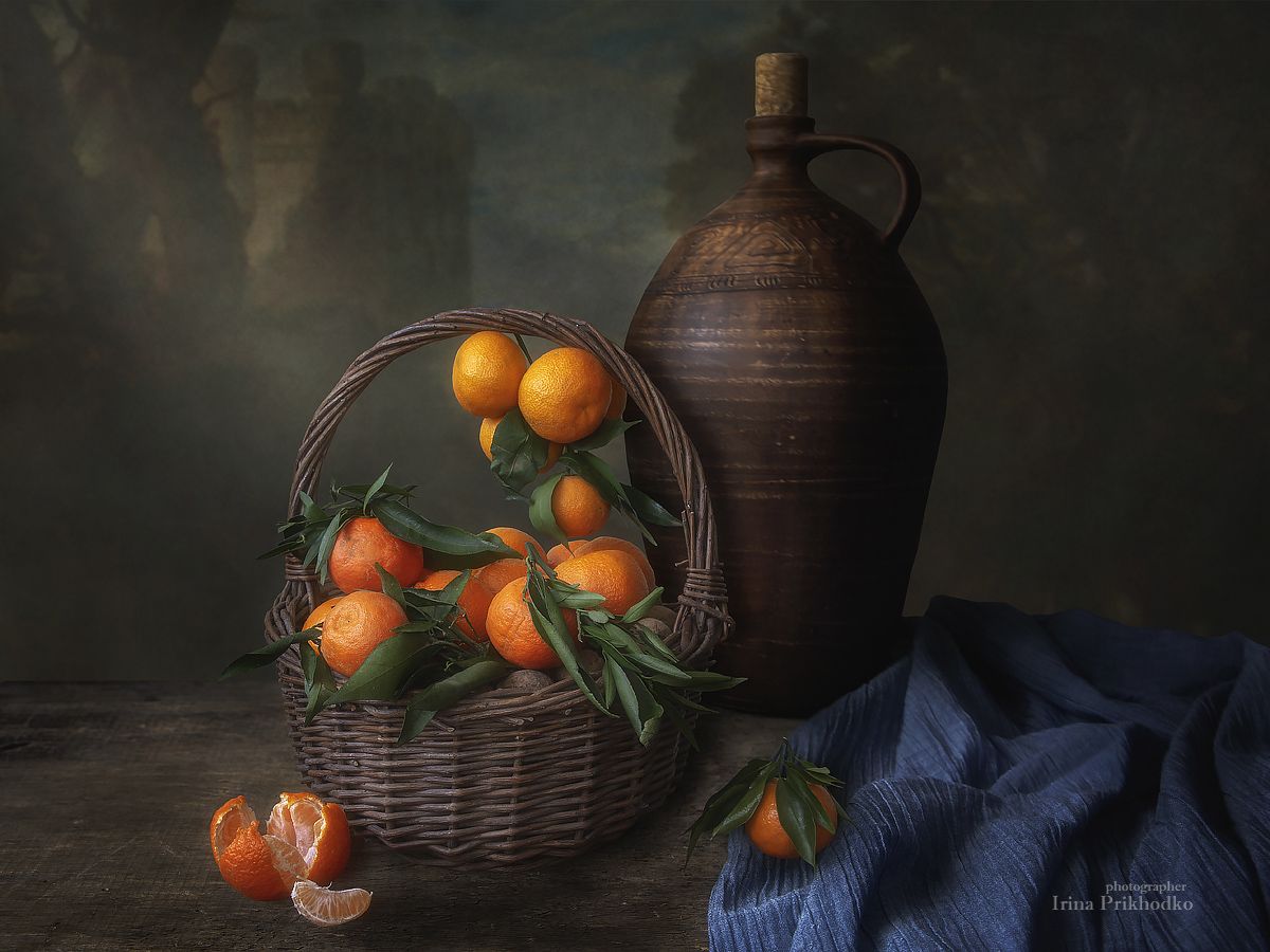 натюрморт, фрукты, мандарины, корзина, Ирина Приходько