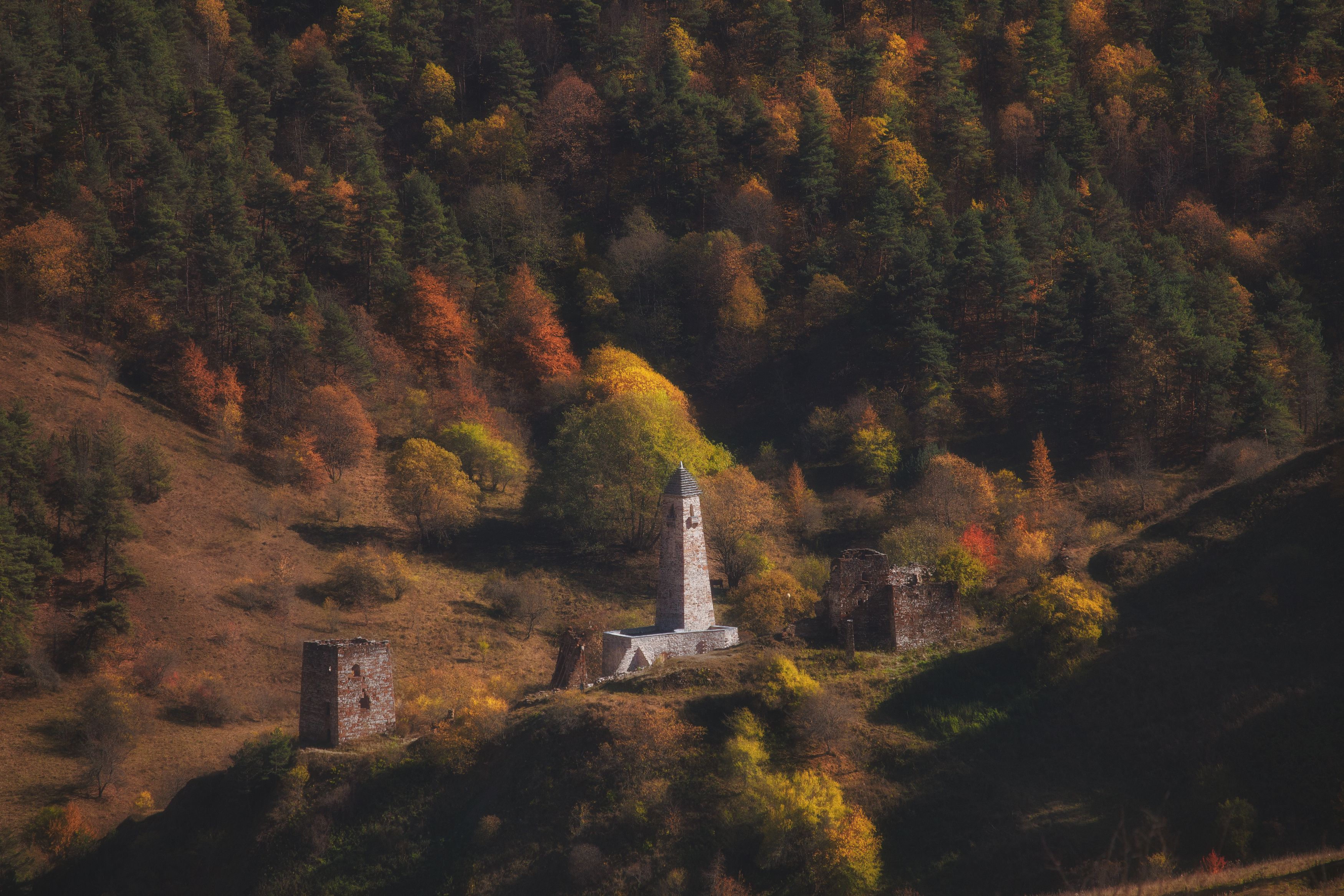 Кавказ, Ингушетия, осень, башни, Дмитрий Шишкин