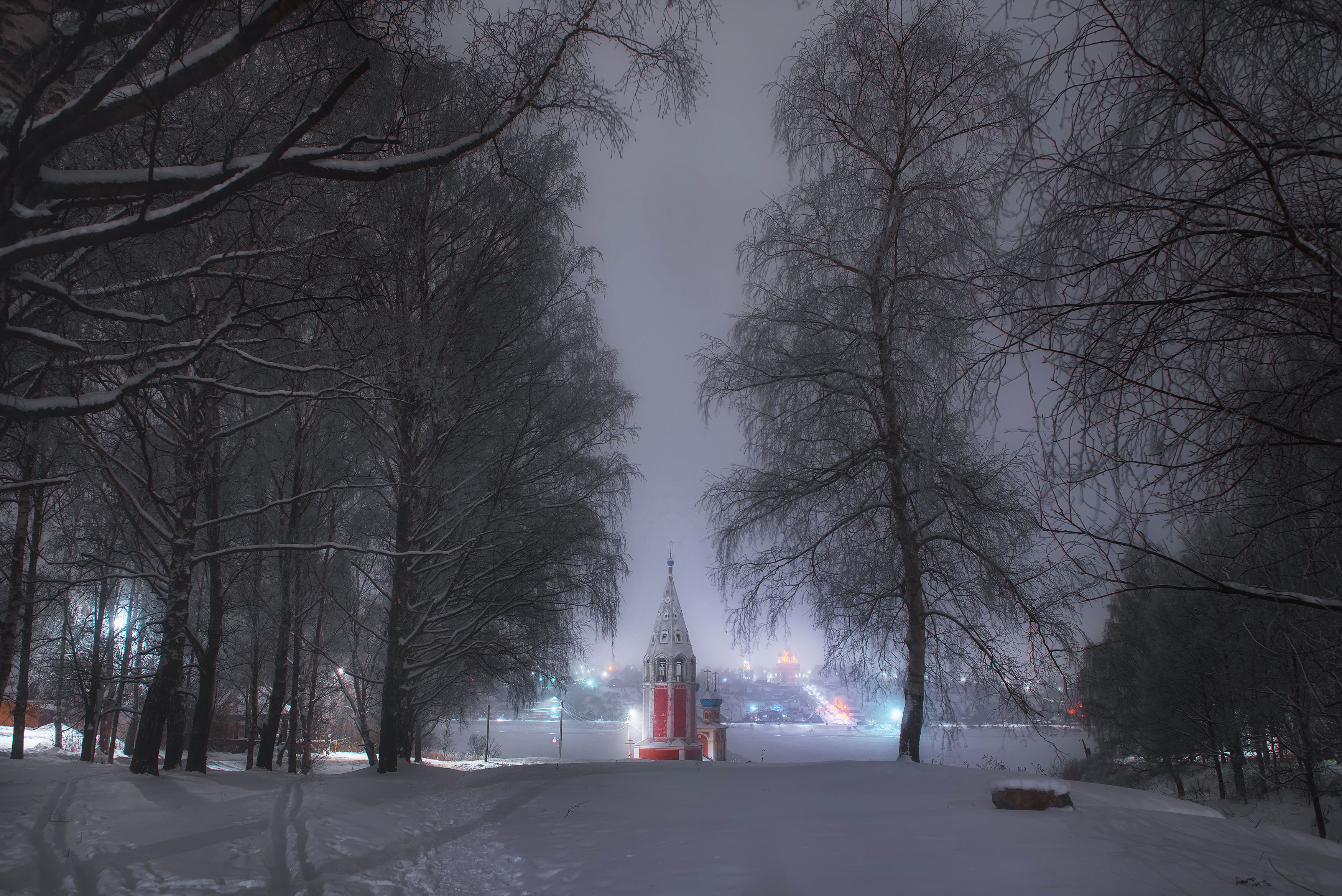 зима, снег, церковь, собор, деревья, тутаев, романов-борисоглебск, Сальников Евгений