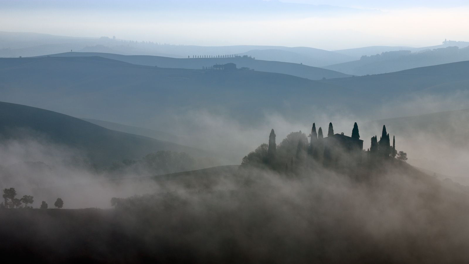 italy, tuscany, belvedere, autumn, morning, sunrise, fog, mist, hill, house,, Jacek Lisiewicz