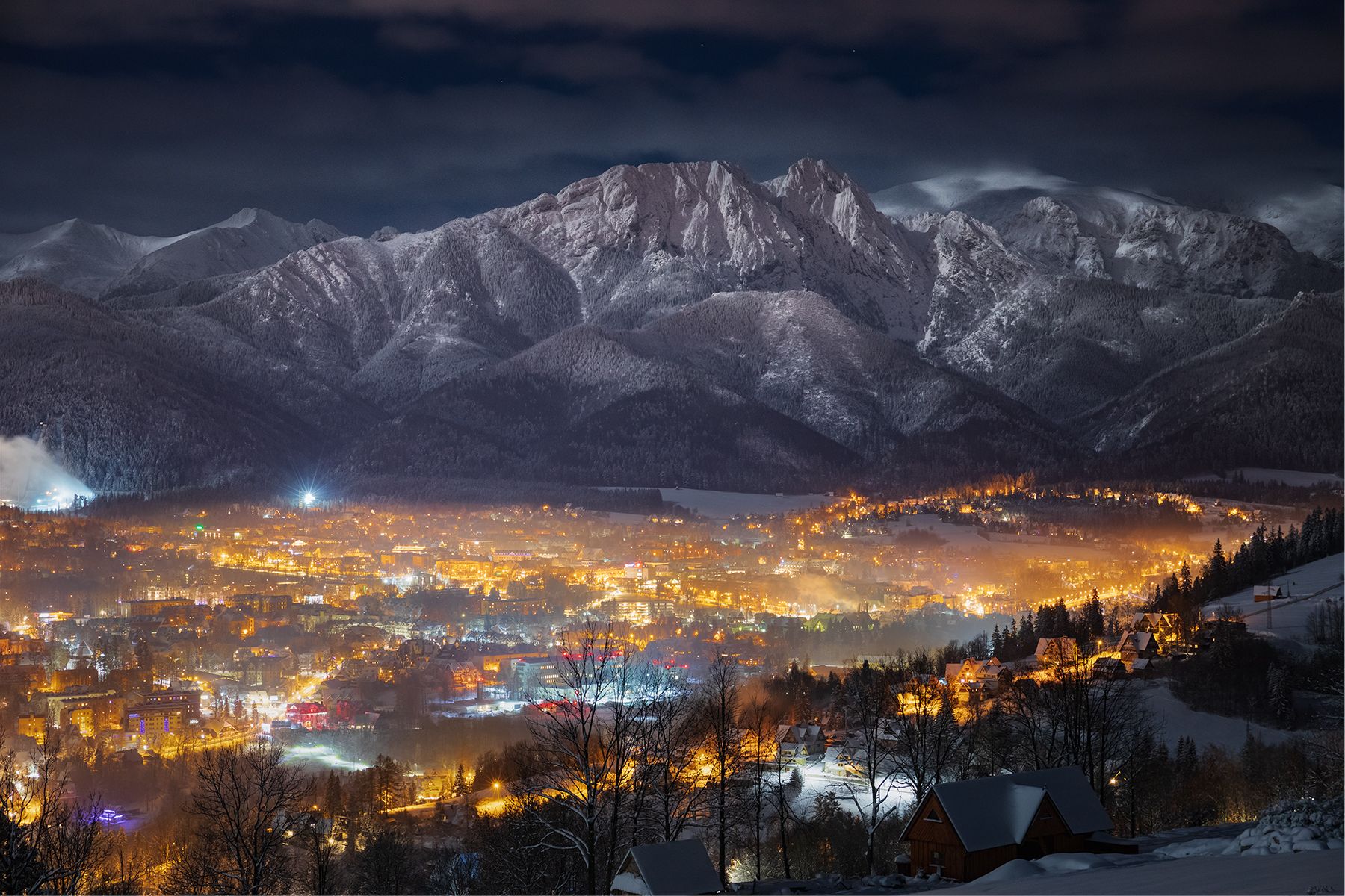 mountains, winter, poland, night, Michał Kasperczyk