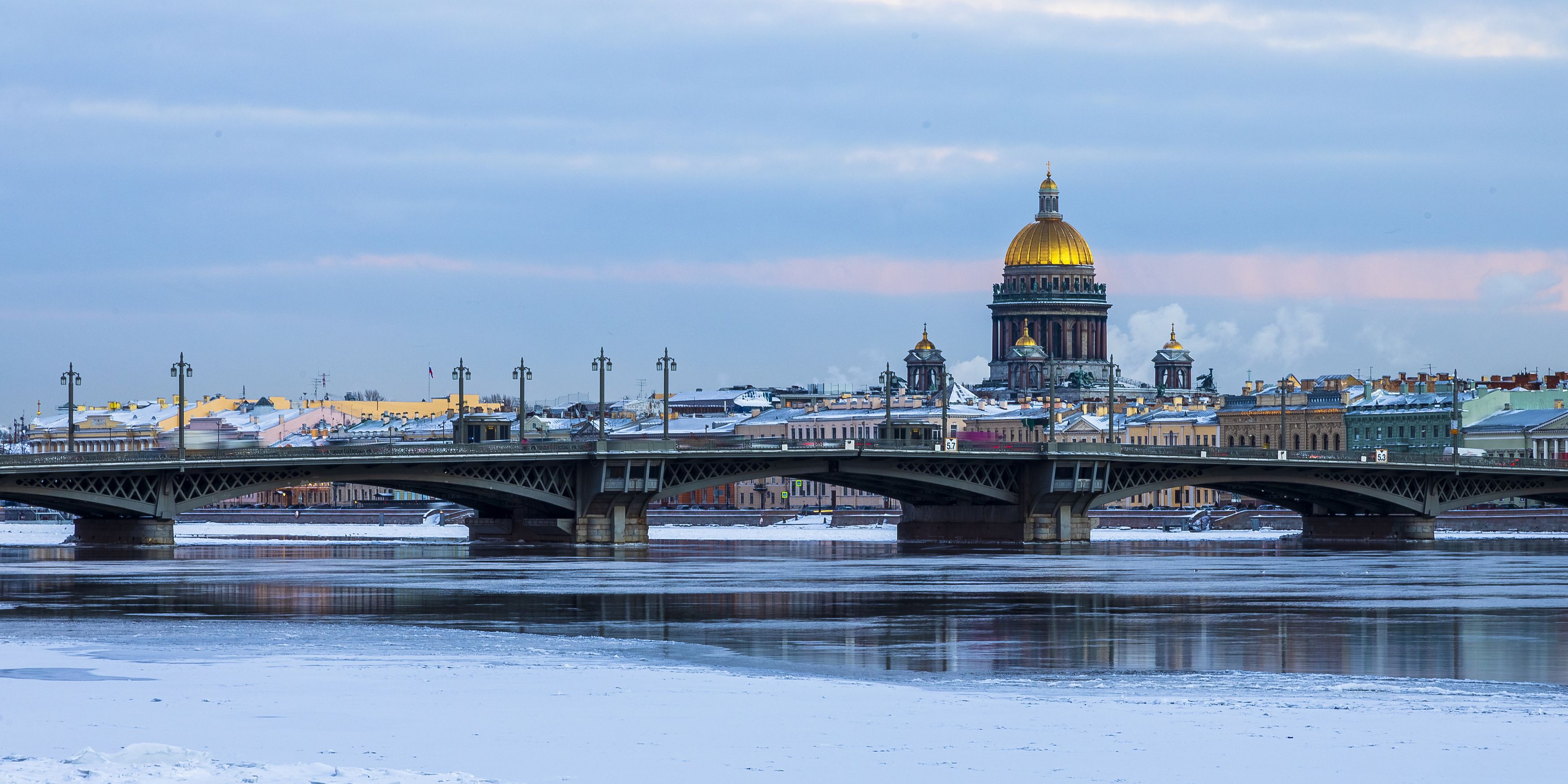 город, пейзаж, санкт-петербург, вечер, река, мост, Александр Игнатьев