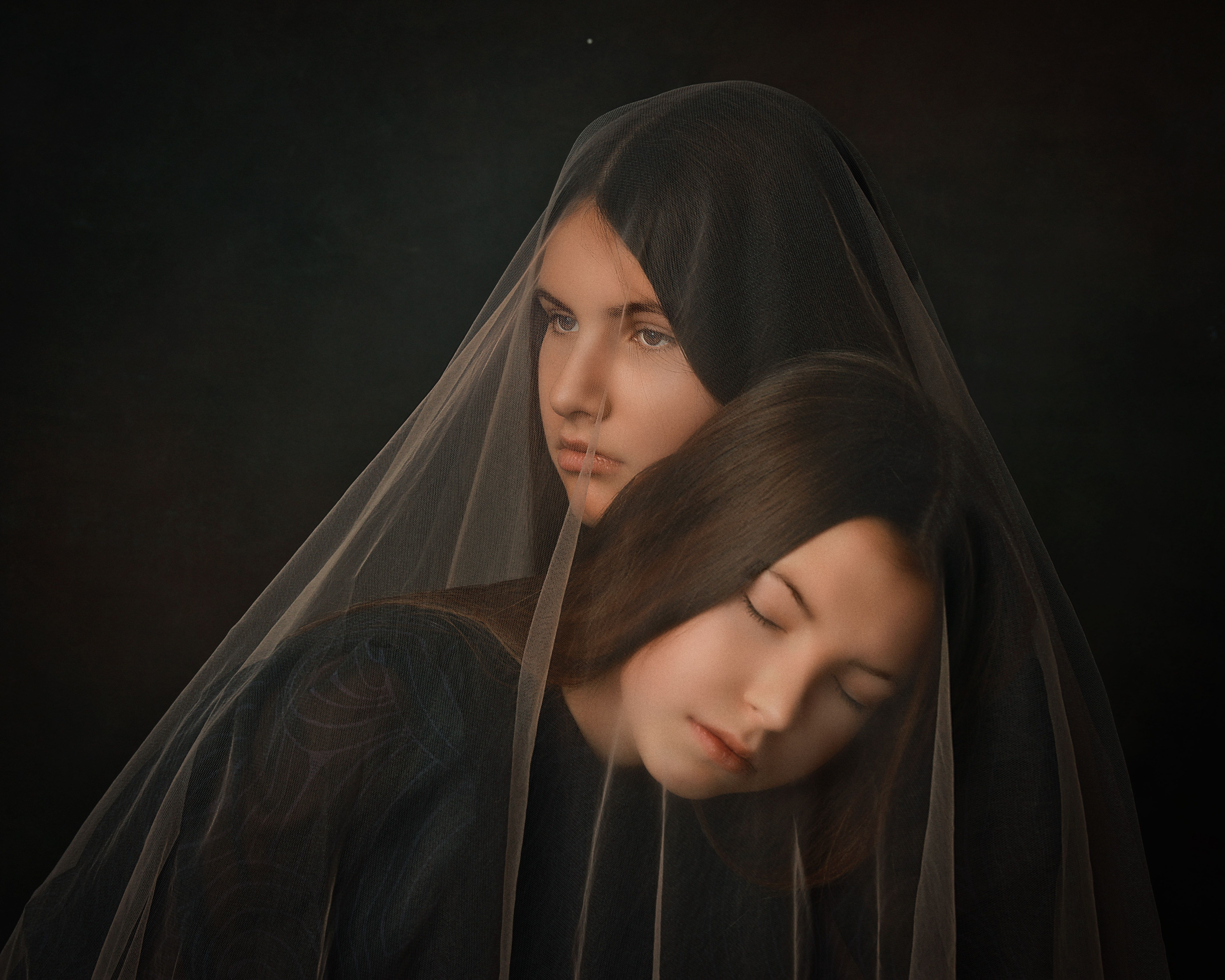 fine art, portrait, two sisters, Elena Turina