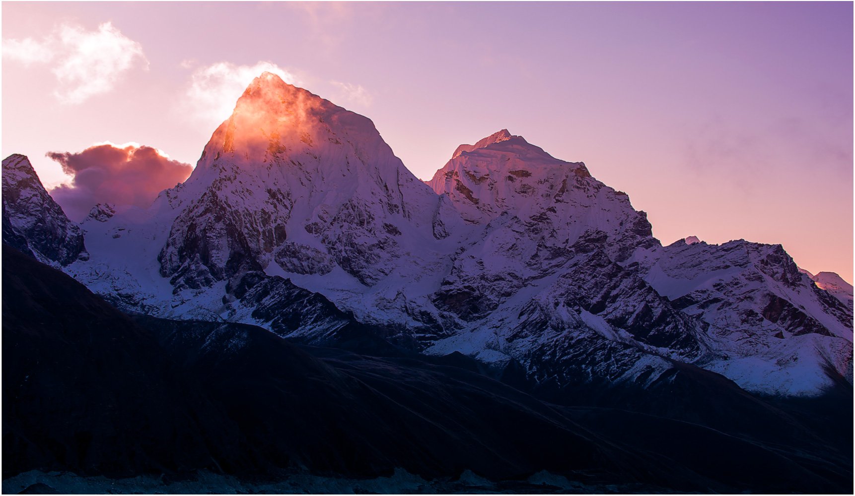 Вершины, Гималаи, Горы рассвет, Непал, Снег, Солнце, trinitrotoluol