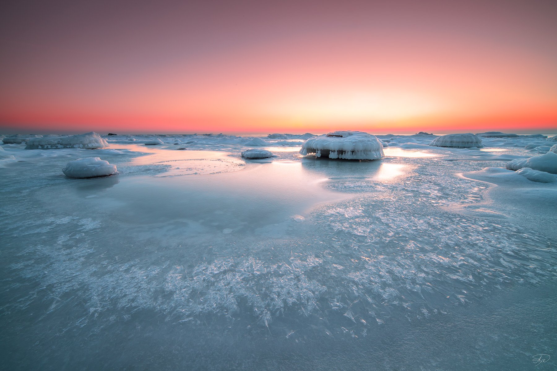 Colors, Ice, Klaipeda, Lithuania, Snow, Sunset, Winter, Руслан Болгов (Axe)