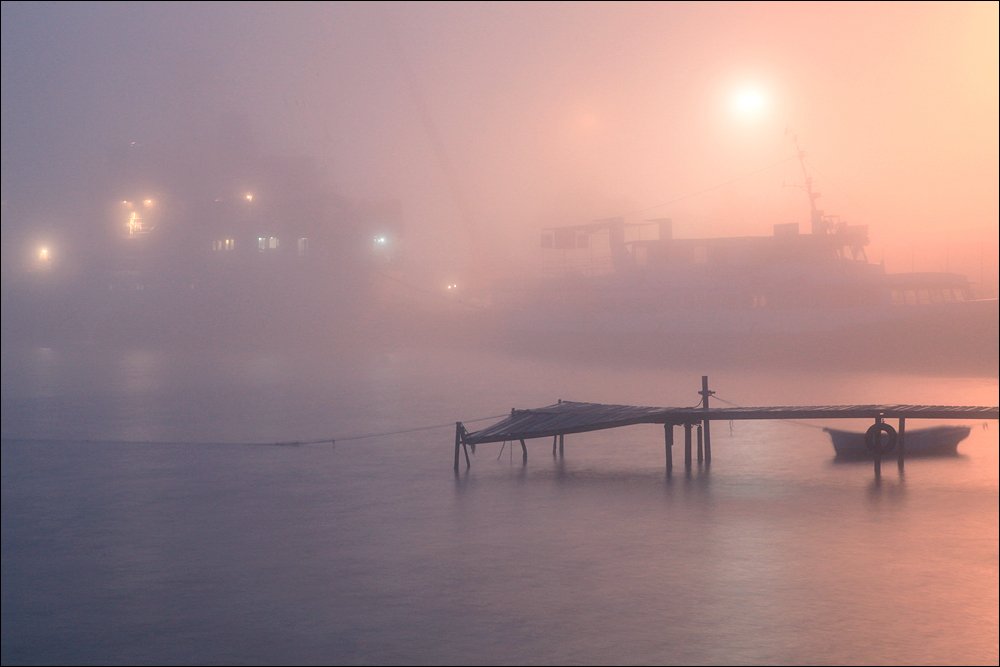 туман, море, порт,, Victor Pechenev