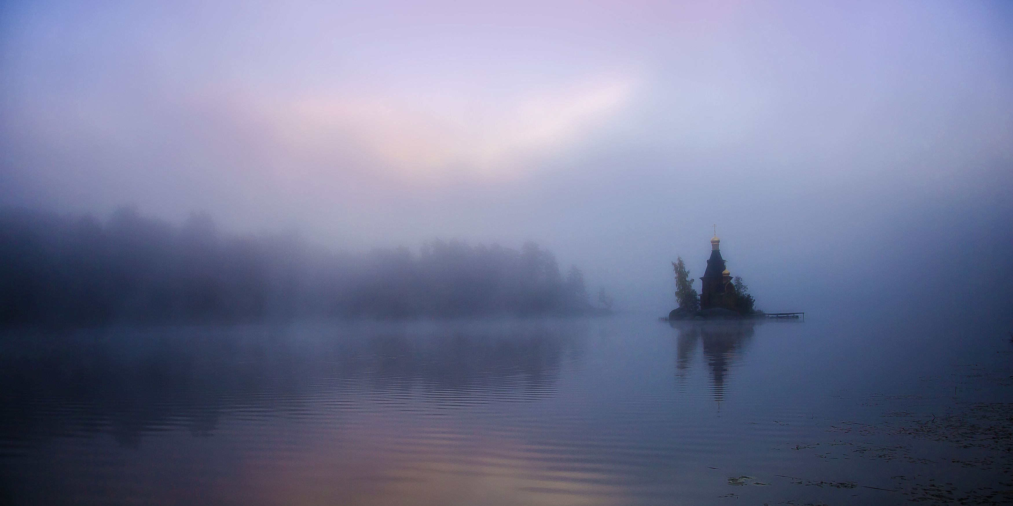 утро, туман, река, осень, унрковь, Александр Игнатьев