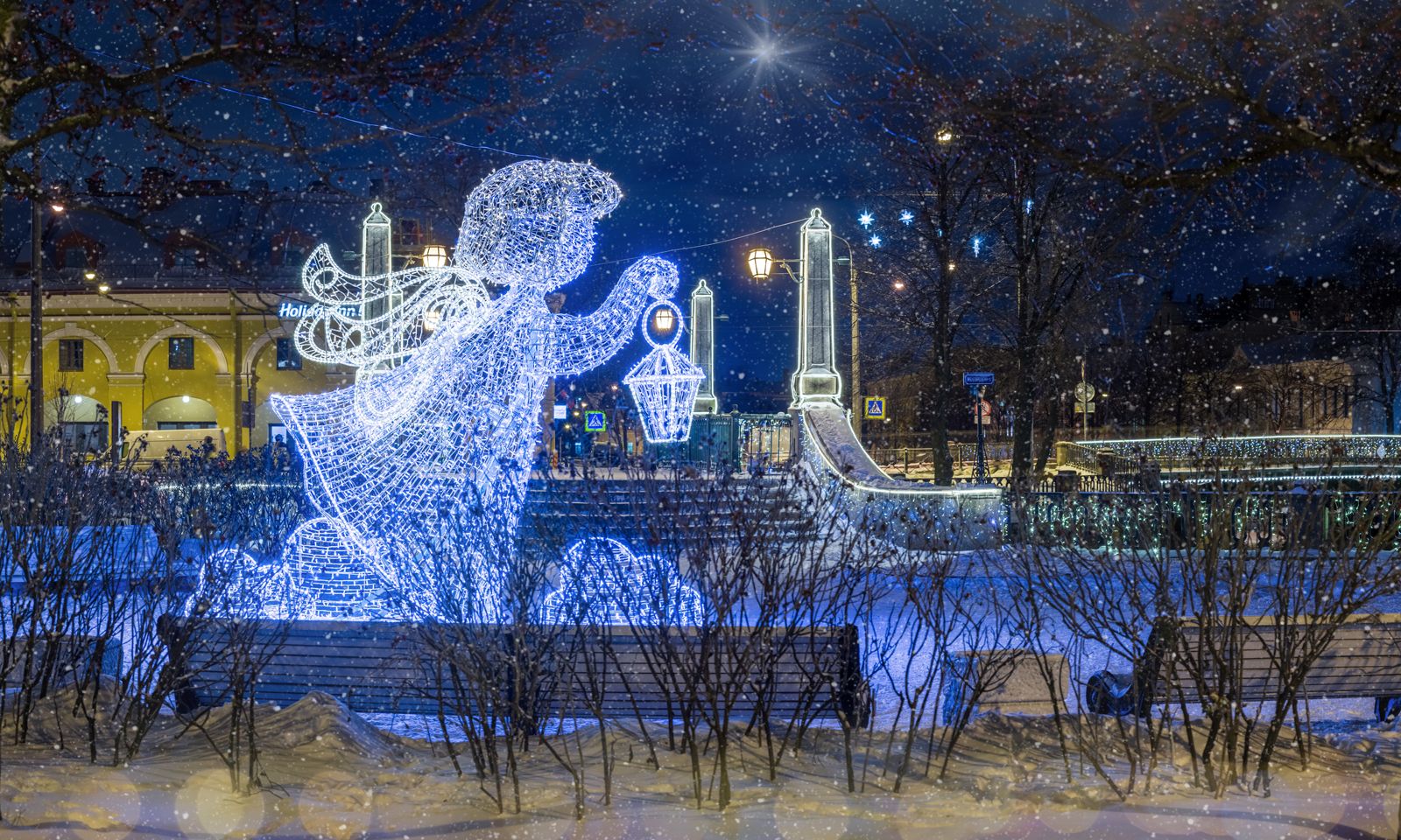 рождество, ангел, санкт-петербург, петербург, снег, ночь, праздник, иллюминация, сказка, Игорь Парсаданов