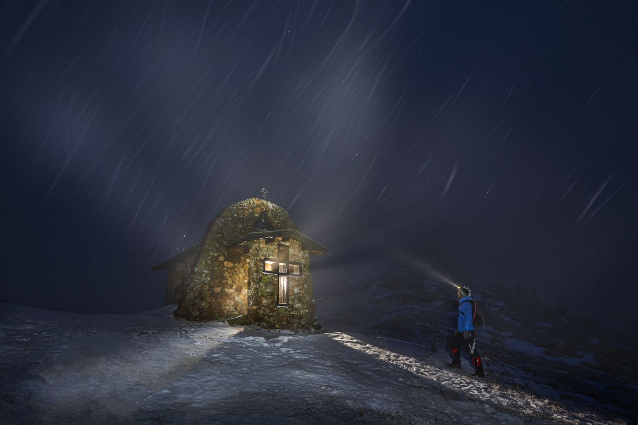 landscape nature scenery night winter snow lights chapel longexposure mountain bulgaria, Александър Александров