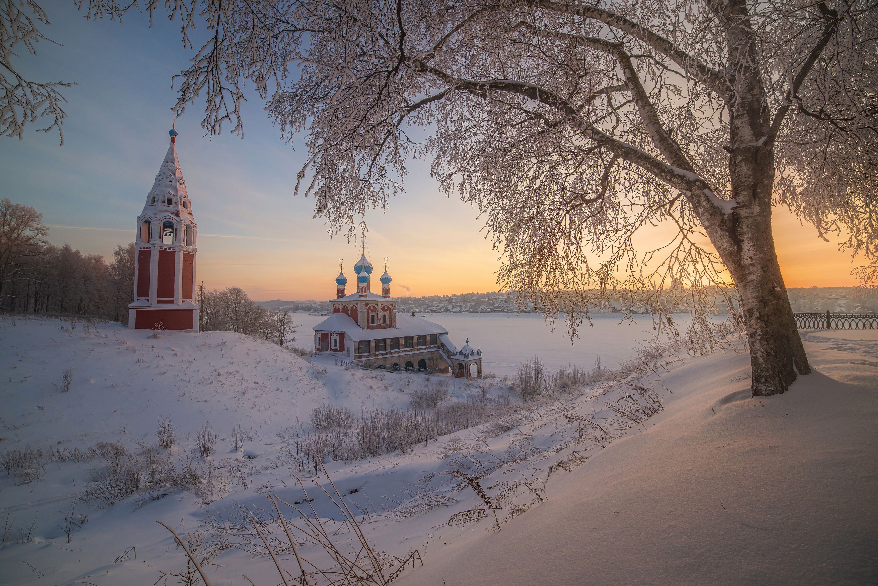 зима закат вечер церковь собор деревья иней романов-борисоглебск, Сальников Евгений