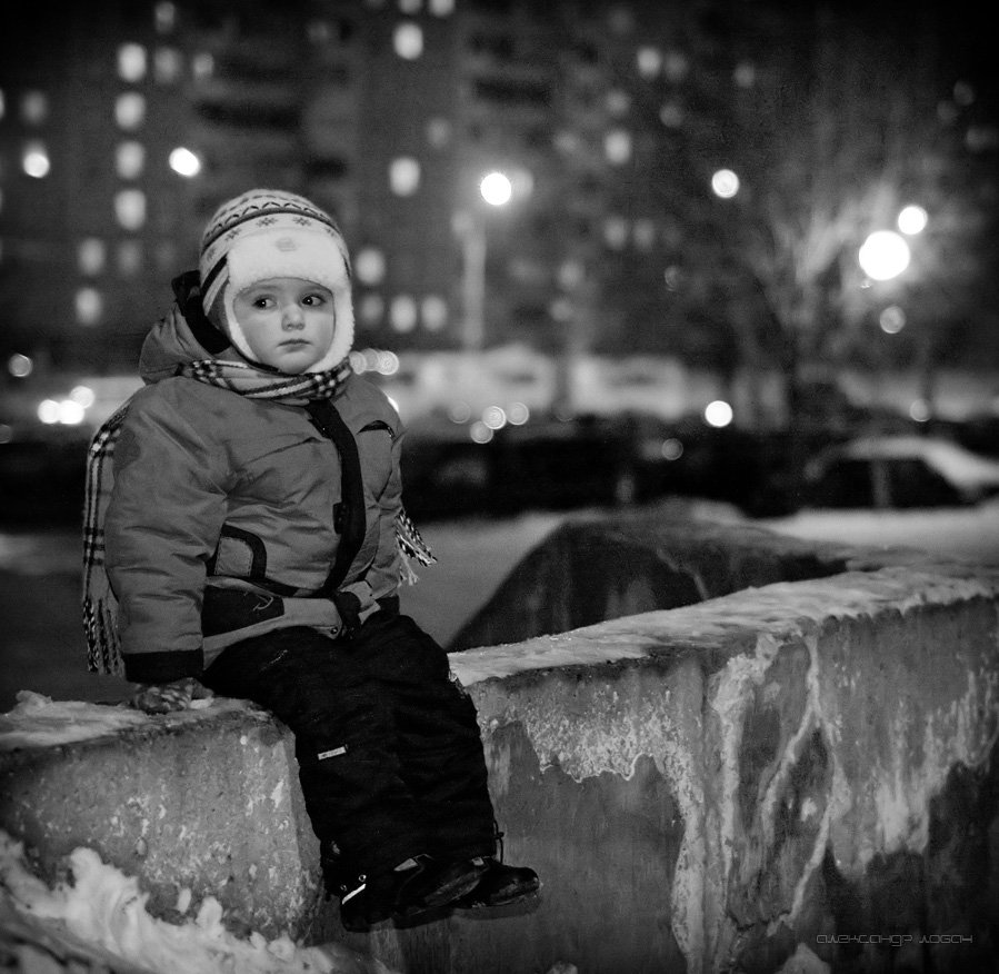 дети,зима,вечер, Александр Лобач