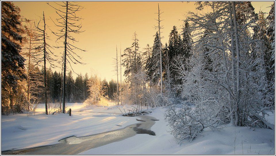 зима, рассвет, свет, река, лёд, Григорий Иващенко