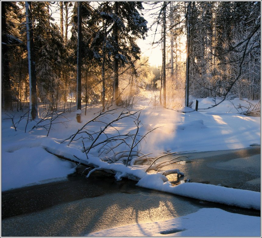 зима, речка, снег, свет, Григорий Иващенко