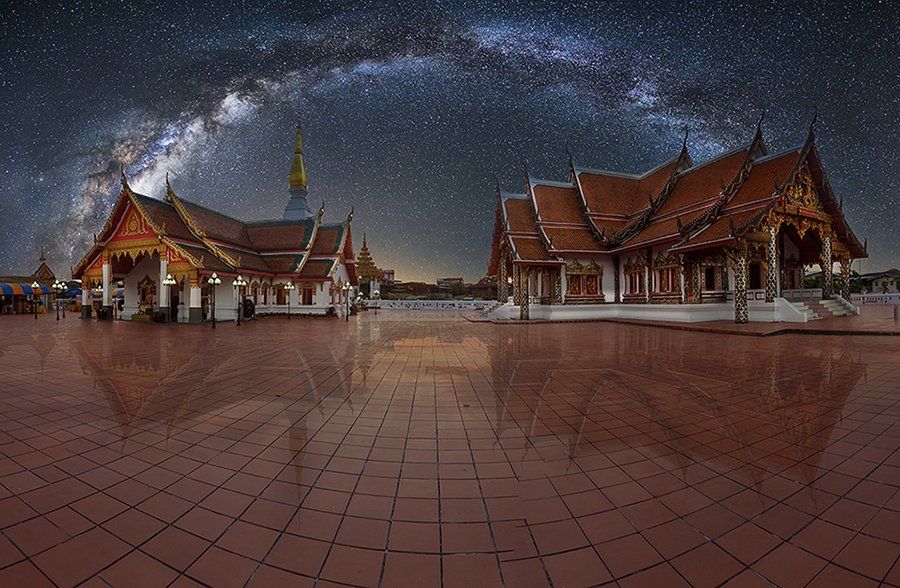 Hilight, Milkyway, Sakonnakhon, Shadow, Stars, Temple, Thailand, Jakkree Thampitakkull