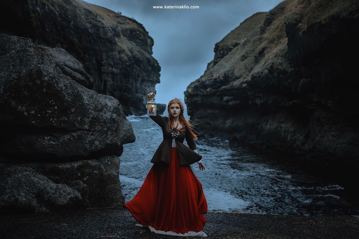 ginger,ocean,portrait,redhead,woman,model,lady,wild,wind,rain,storm,mood, waterfall,fairy,scandinavian,myth,valkyrie,woman,model,faroe,wild,island,cold, Катерина Клио