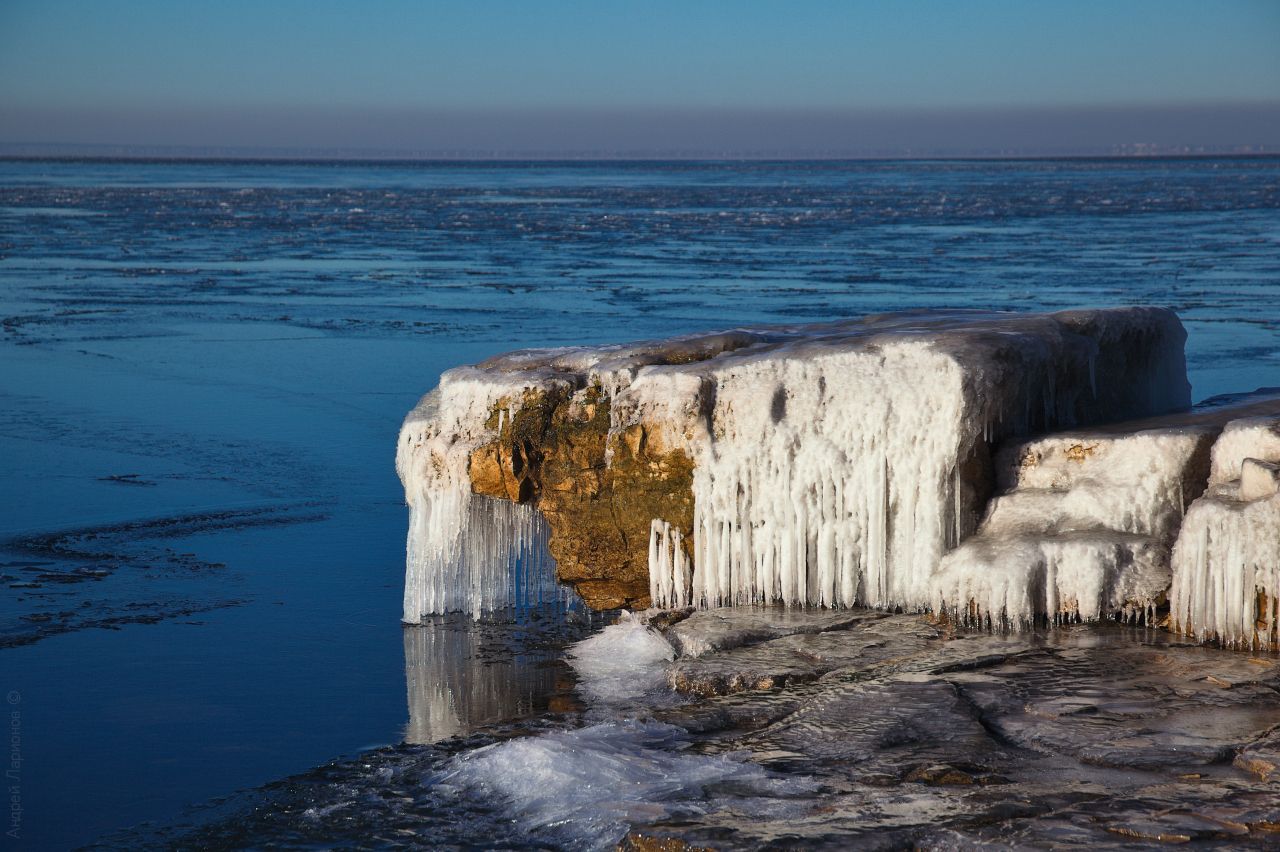 река, море, лед, зима, пейзаж, Андрей Ларионов