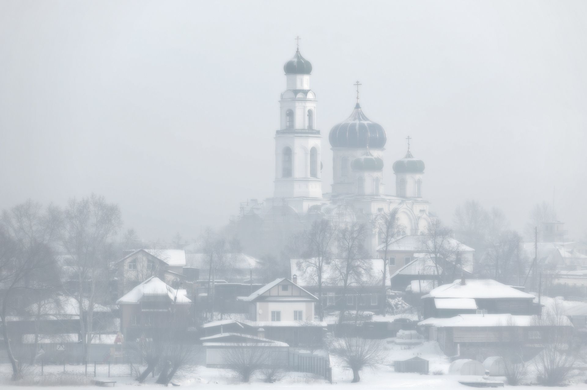 туман церковь храм зима снег, Евгений Гецев