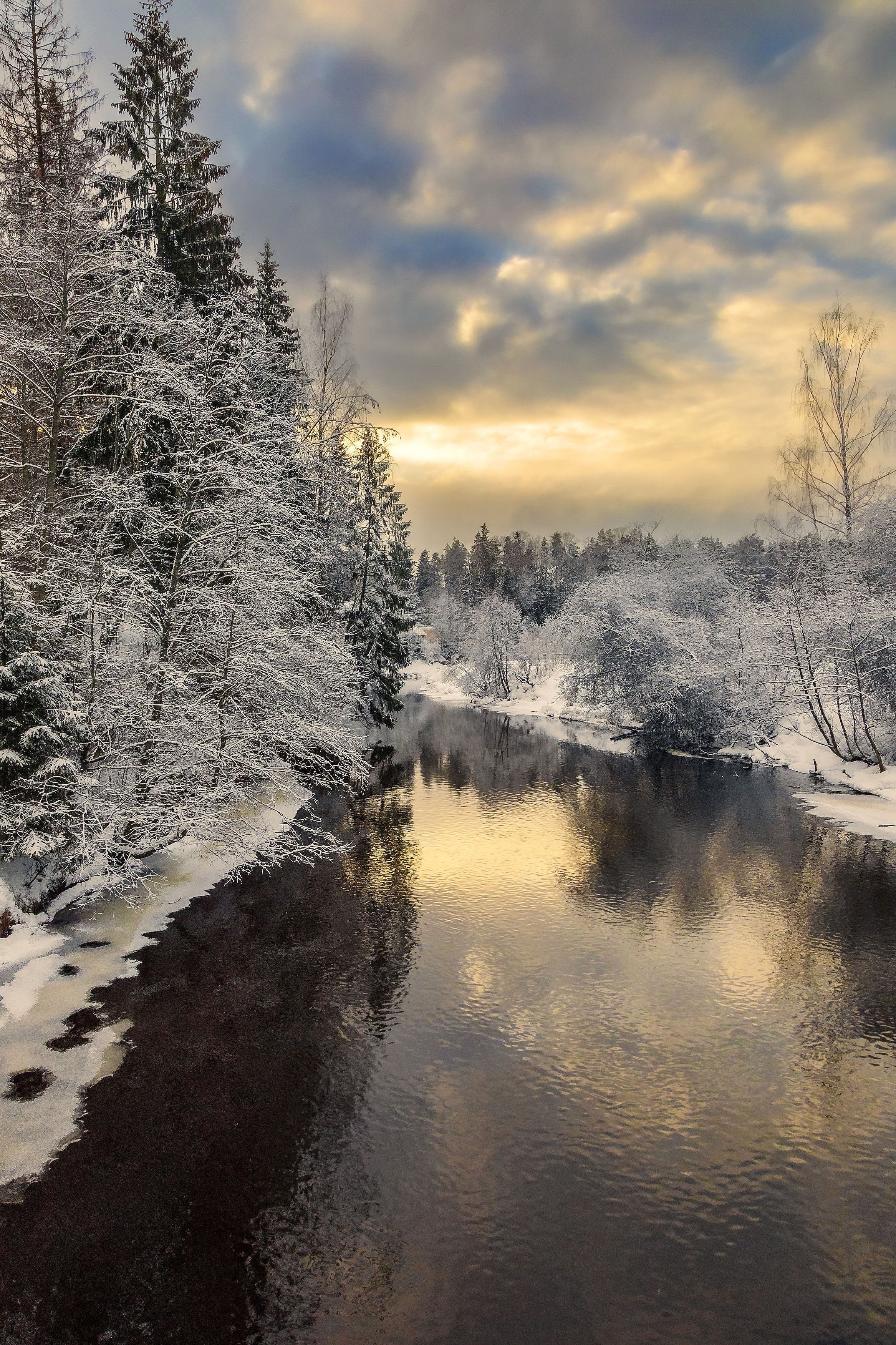 пейзаж, зима, река, природа, вечер, Александр Игнатьев