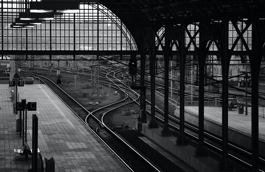 B&w, Black and white, Rails, Station, Поезд, Рельсы, Станция, Ч/б, Черно-белое, Yury Barsukoff