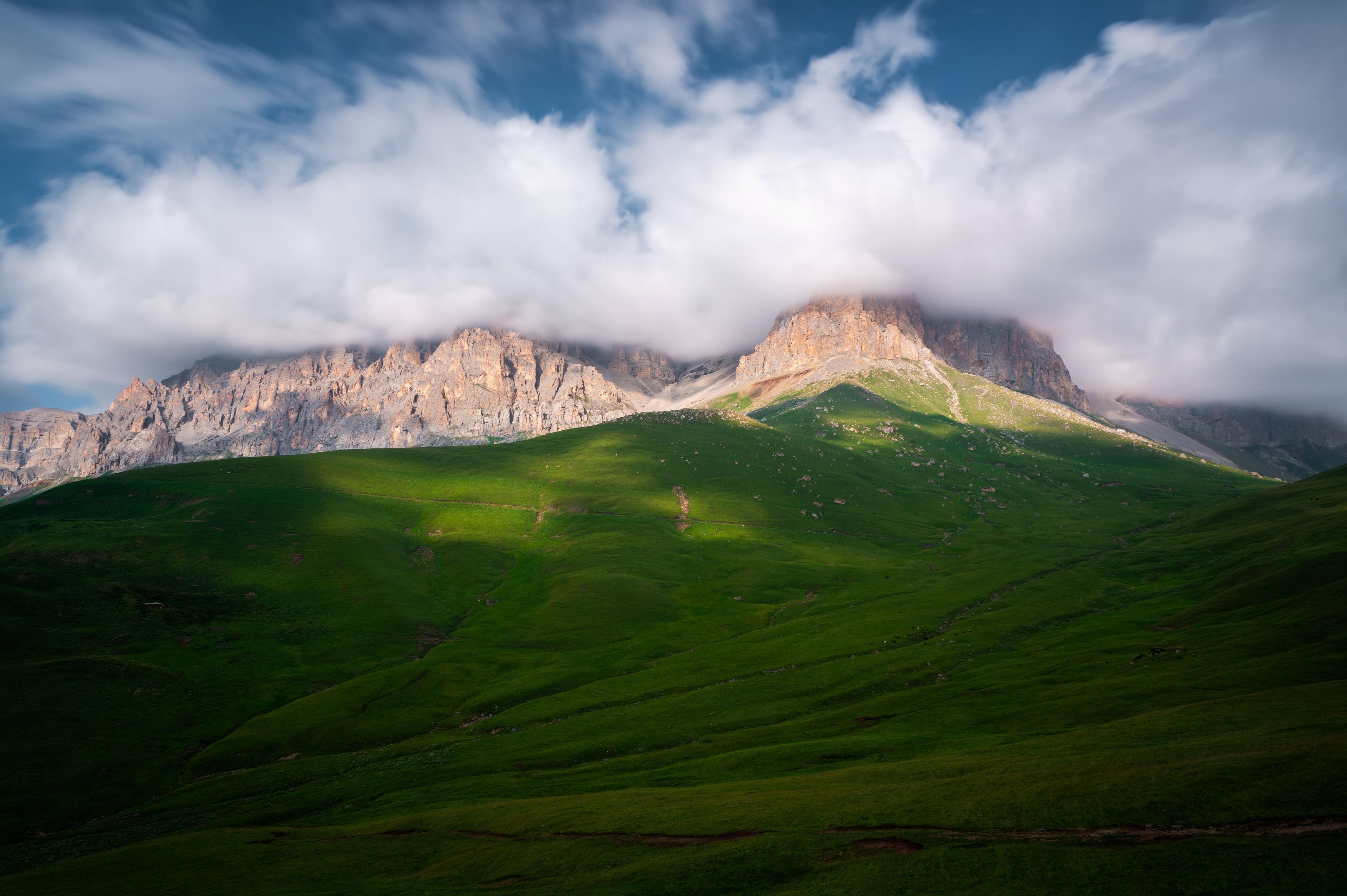 chegem summer mountains landscape sky meadow caucasus, Бугримов Егор