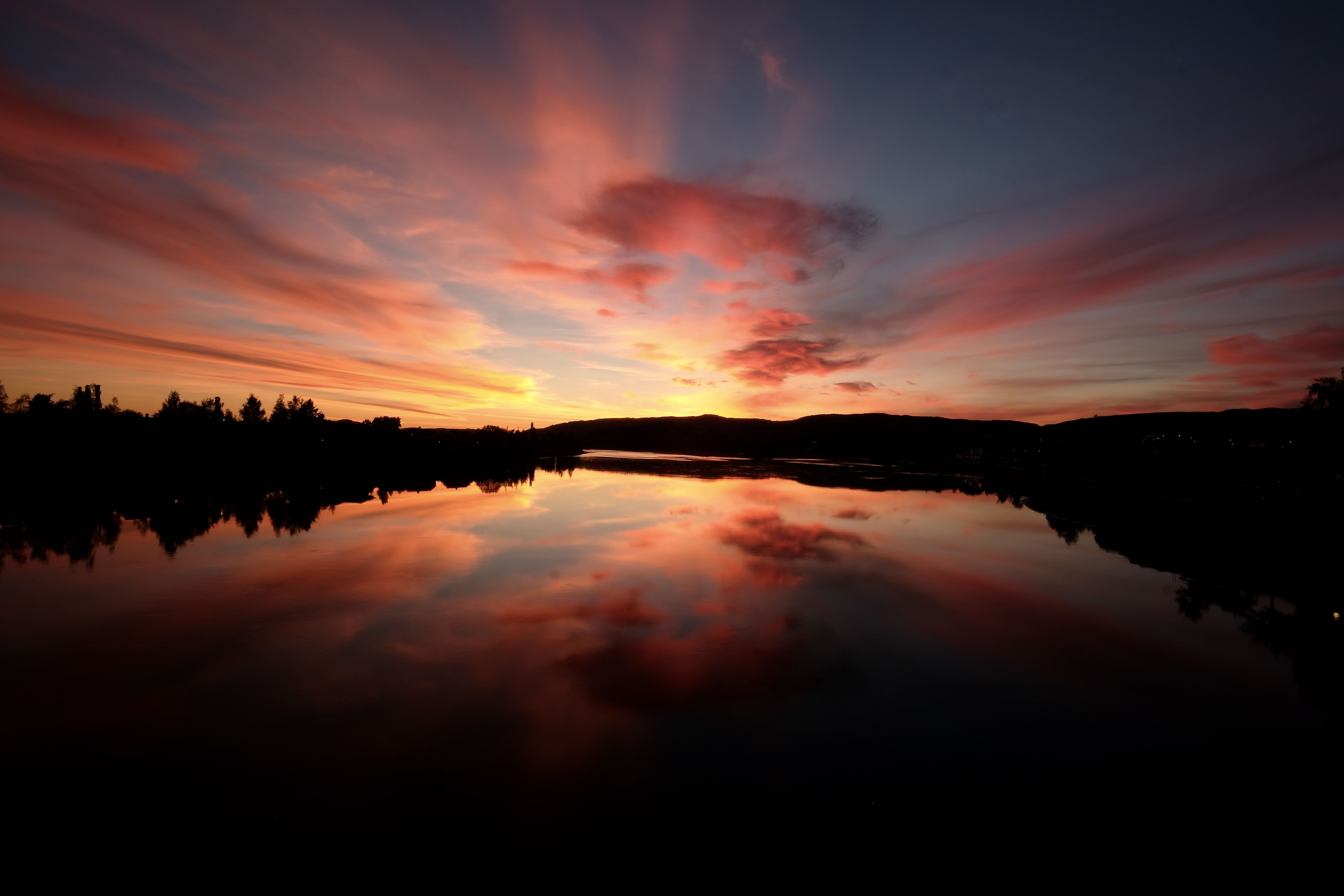 Landscapes, nature, sunset, colors, Norway, river, reflection, clouds, , Svetlana Povarova Ree