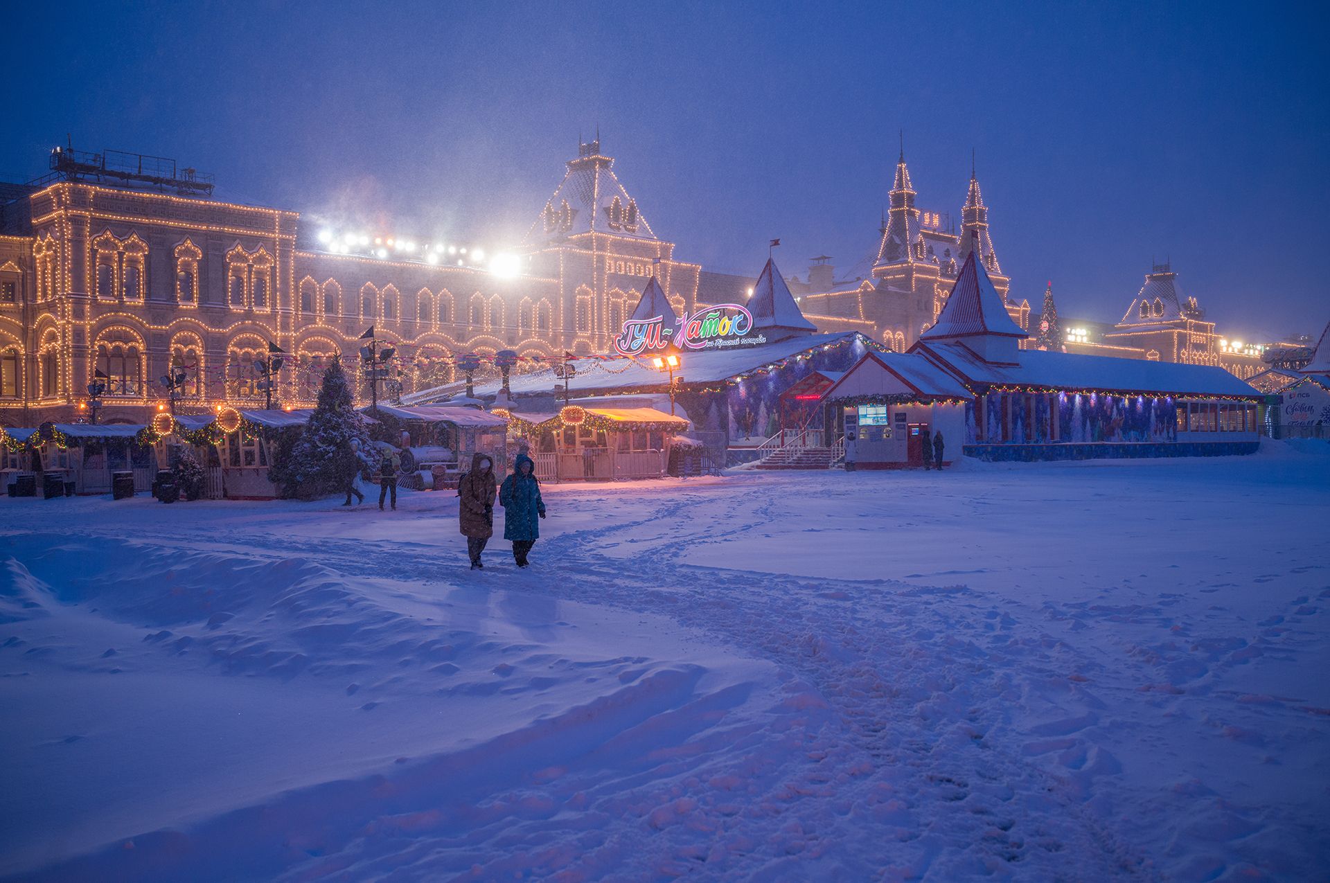 Москва, снегопад, Красная, площадь, ночь, Дегтярев Юрий