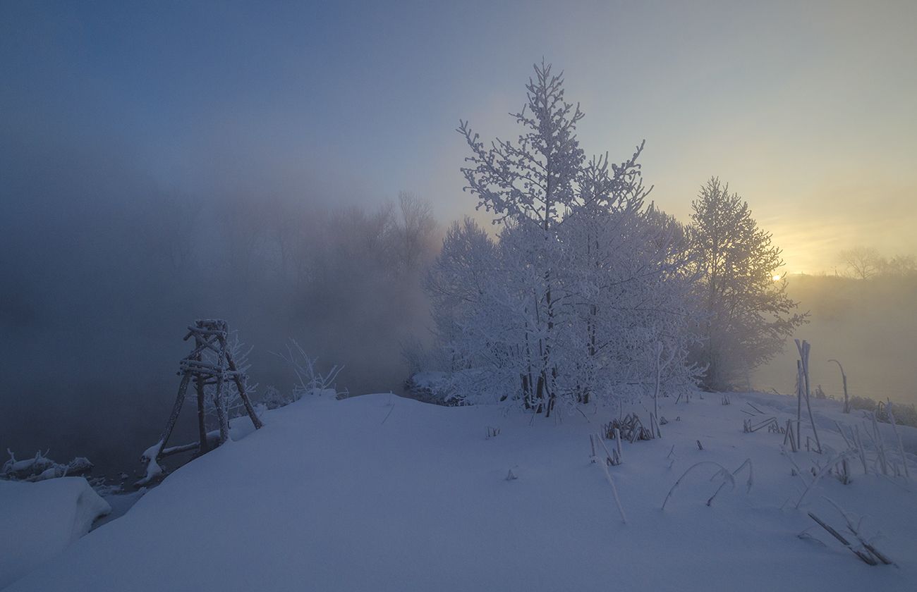 пейзаж, зима, февраль, косая гора, озеро горячка, Михаил Агеев