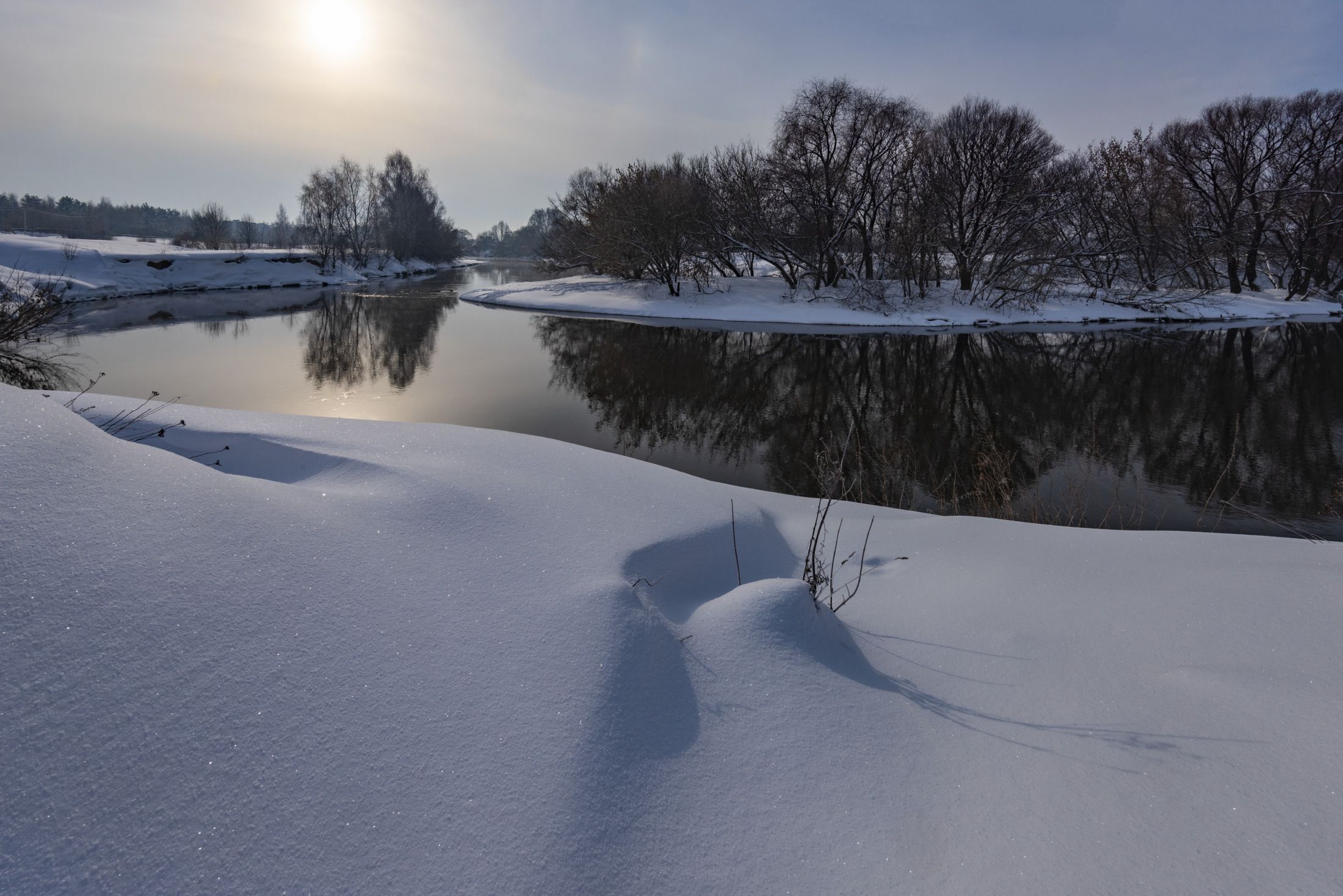 река, снег, зима, Владимир Штыриков