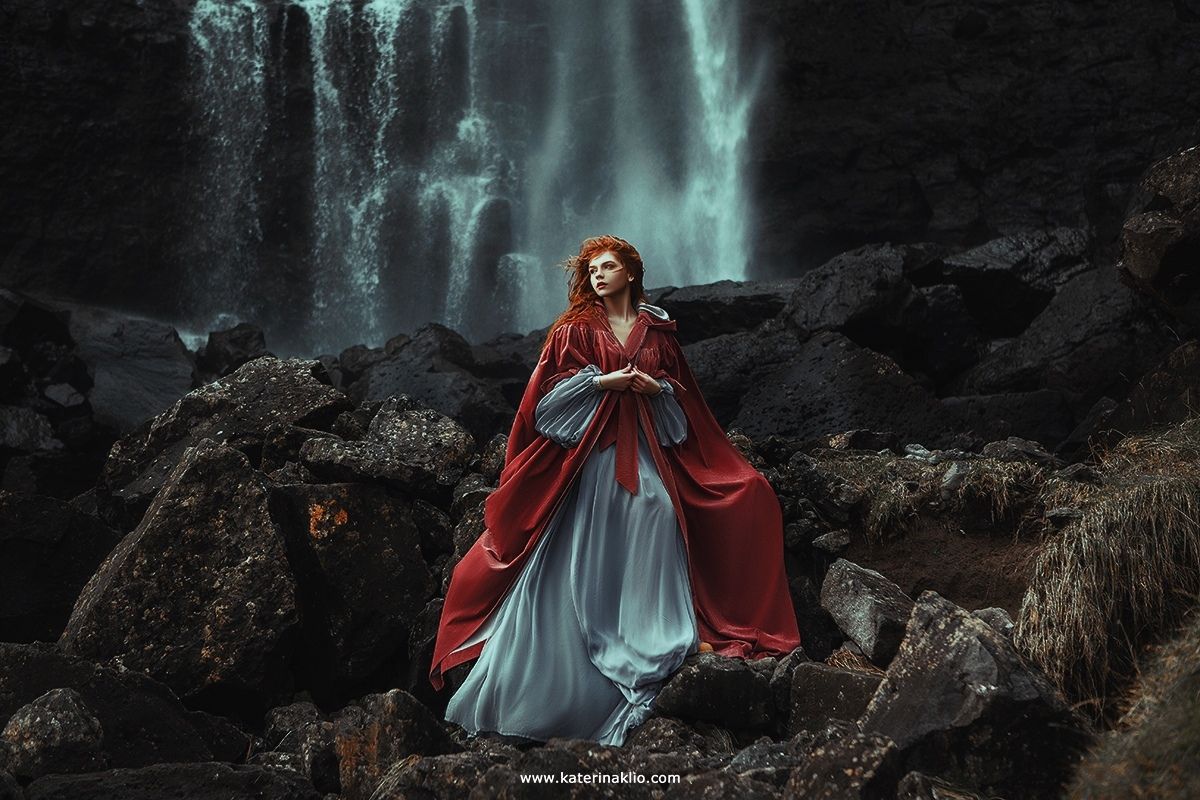 ginger,ocean,portrait,redhead,woman,model,lady,wild,wind,rain,storm,mood, waterfall,fairy,scandinavian,myth,valkyrie,woman,model,faroe,wild,island,cold, Катерина Клио