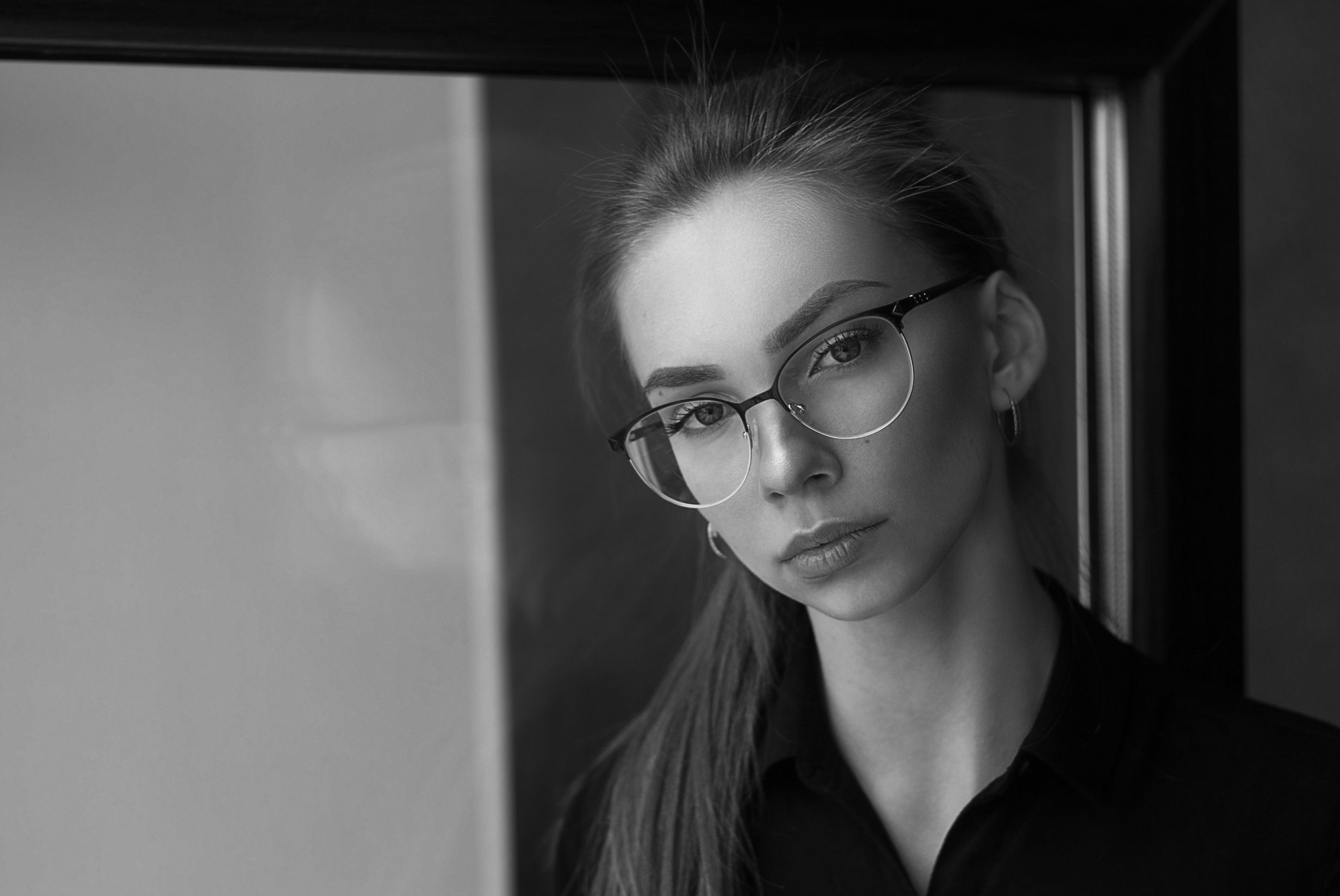 красивая, девушка, очки, библиотека, Александр Зыков