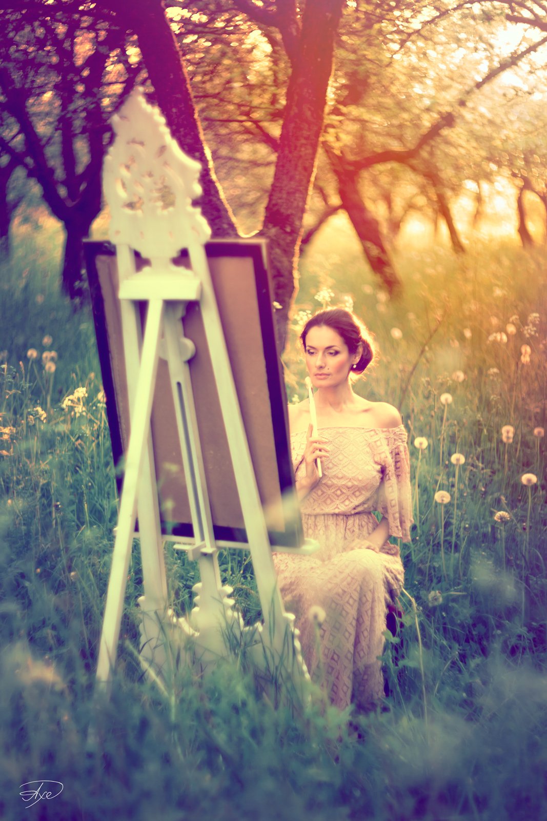 Apple garden, Painting, Portrait, Sunset, Руслан Болгов (Axe)
