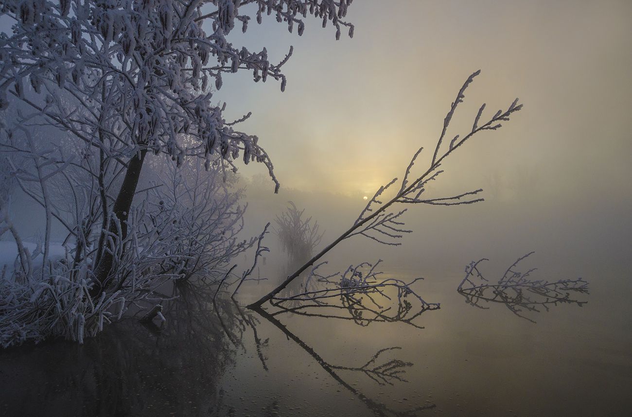 утро, рассвет, зима, озеро горячка, косая гора, Михаил Агеев